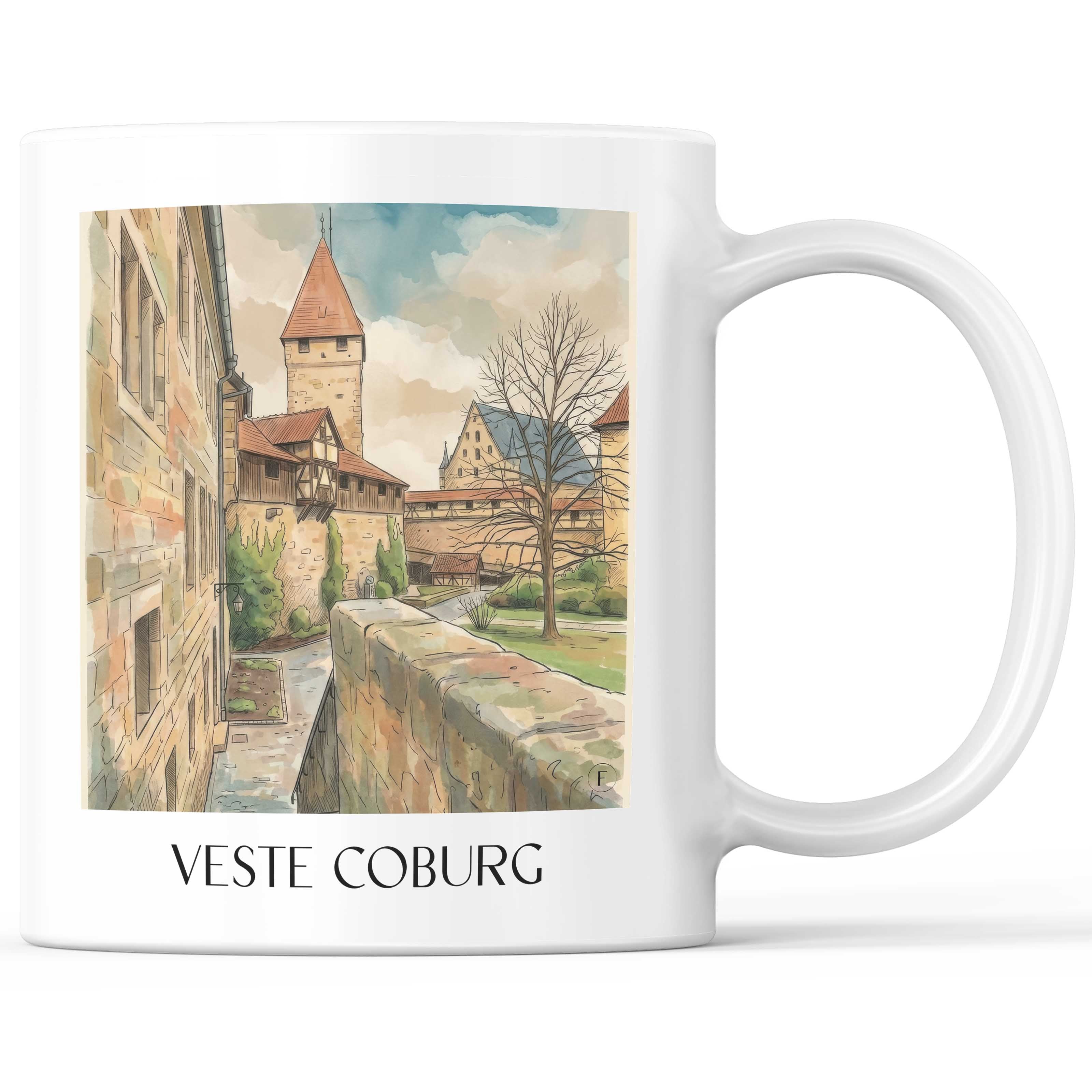 Veste Coburg - Deutschland Becher - Kaffeetasse im Aquarell Stil - favplace