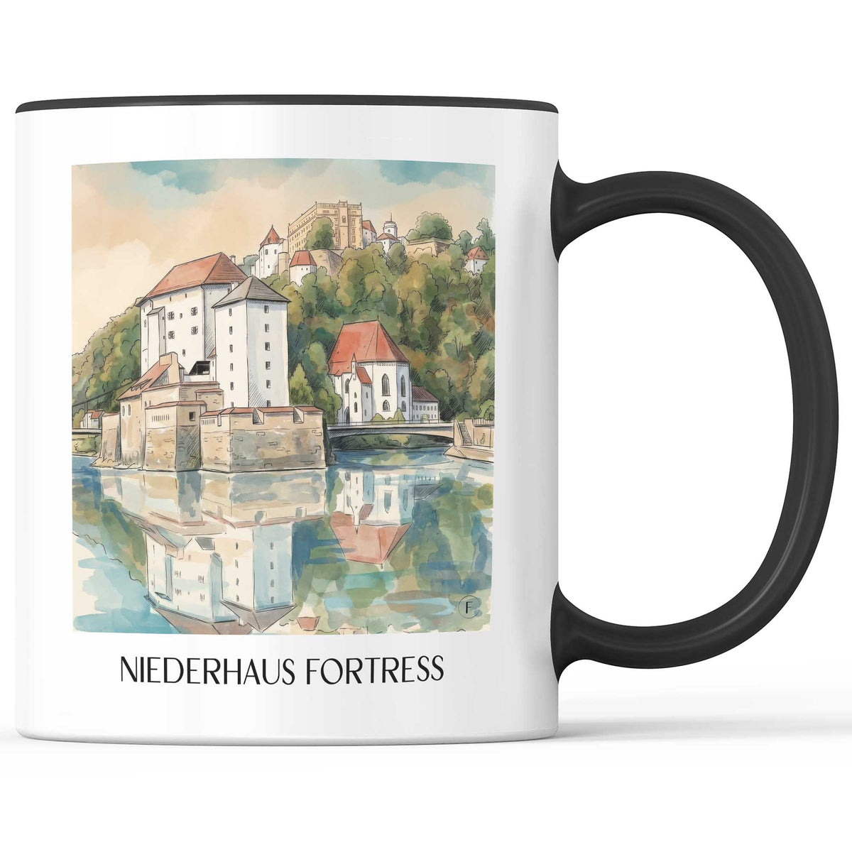 Veste Niederhaus Kaffeebecher - Passau - Deutschland Becher - Kaffeetasse im Aquarell Stil - favplace