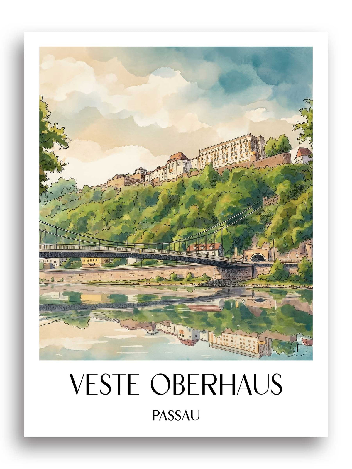veste-oberhaus-passau-deutschland-poster-aquarell