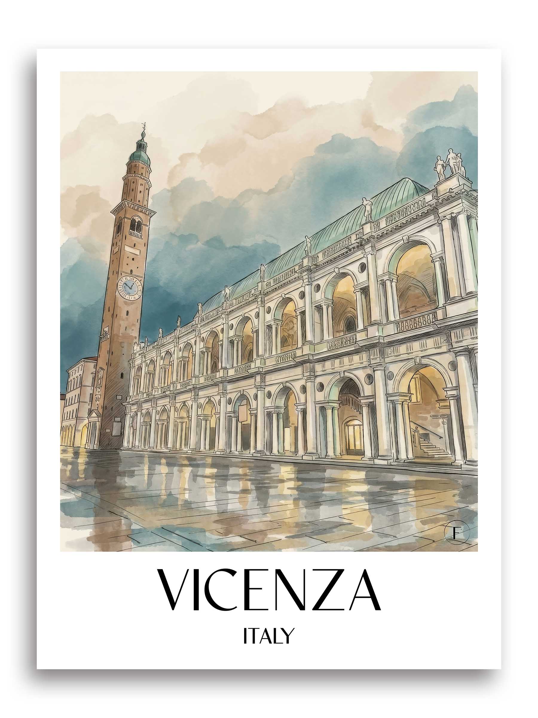 Vicenza Poster - Italien - Italien Kunstdruck - Aquarell von A4 bis A1 - favplace