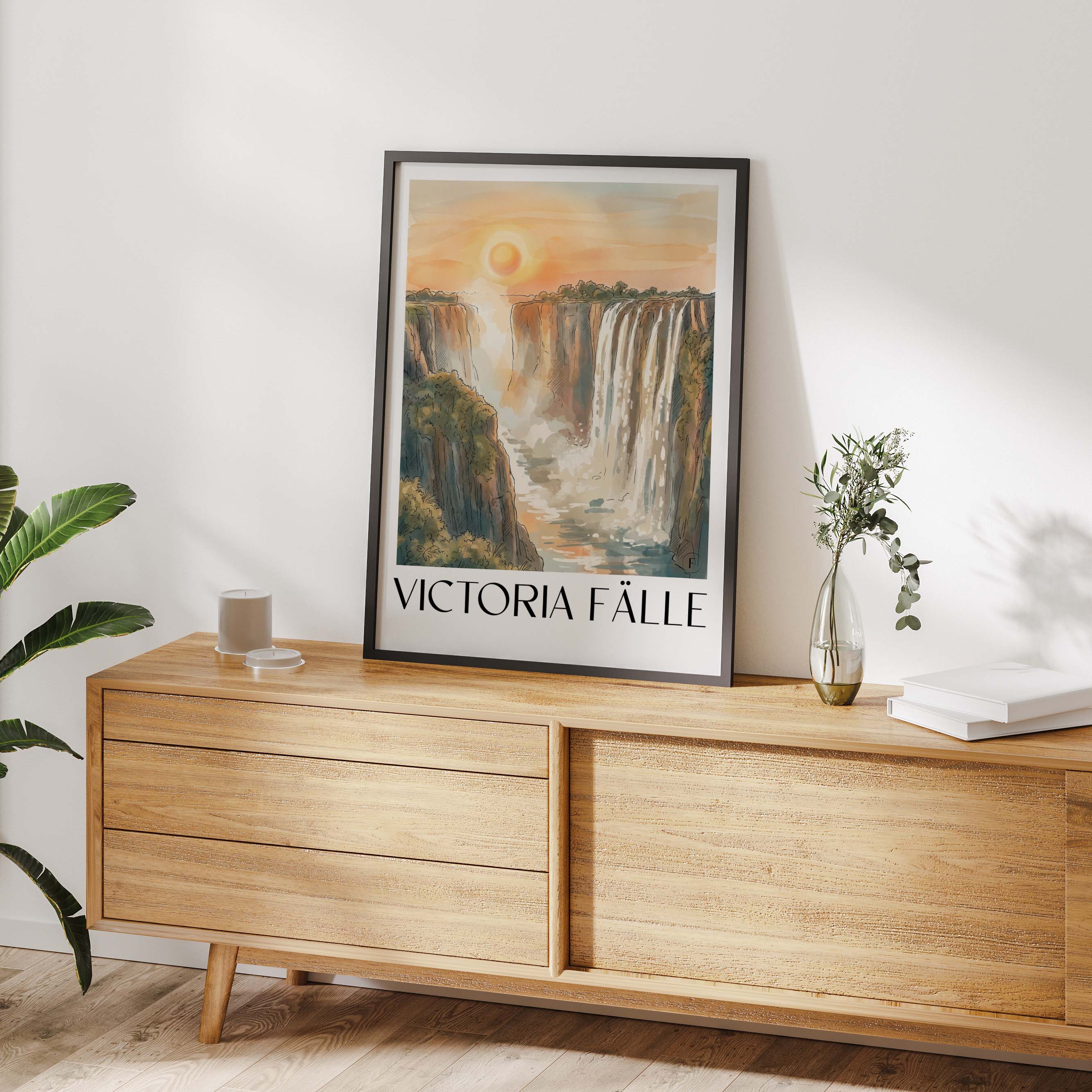 victoria-fälle-poster-aquarell