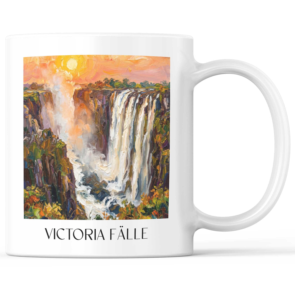 Victoria Fälle - Simbabwe Becher - Kaffeetasse im Ölgemälde Stil - favplace