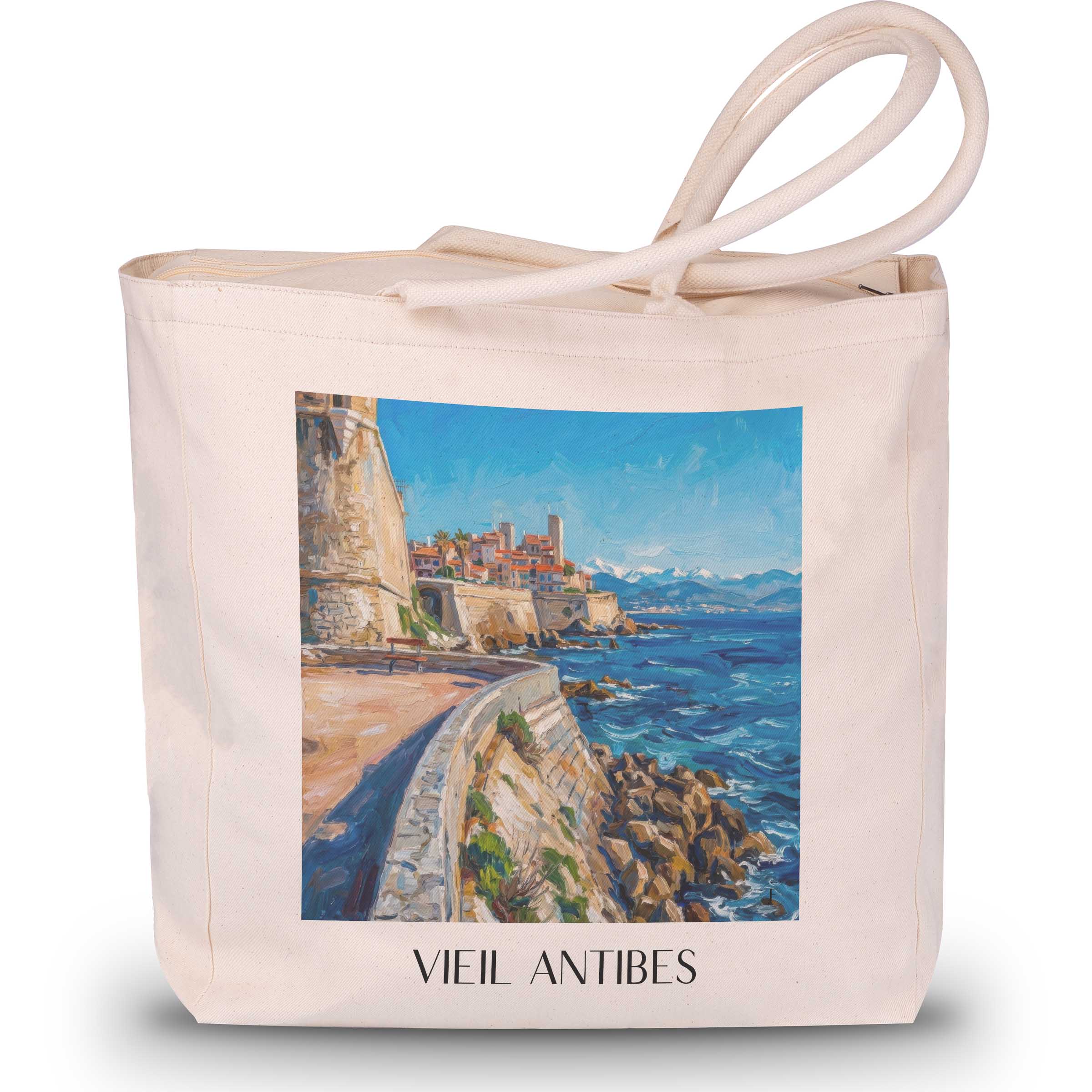 vieil-antibes-côte-d´azur-frankreich-einkaufstasche-oil-painting-oelgemaelde