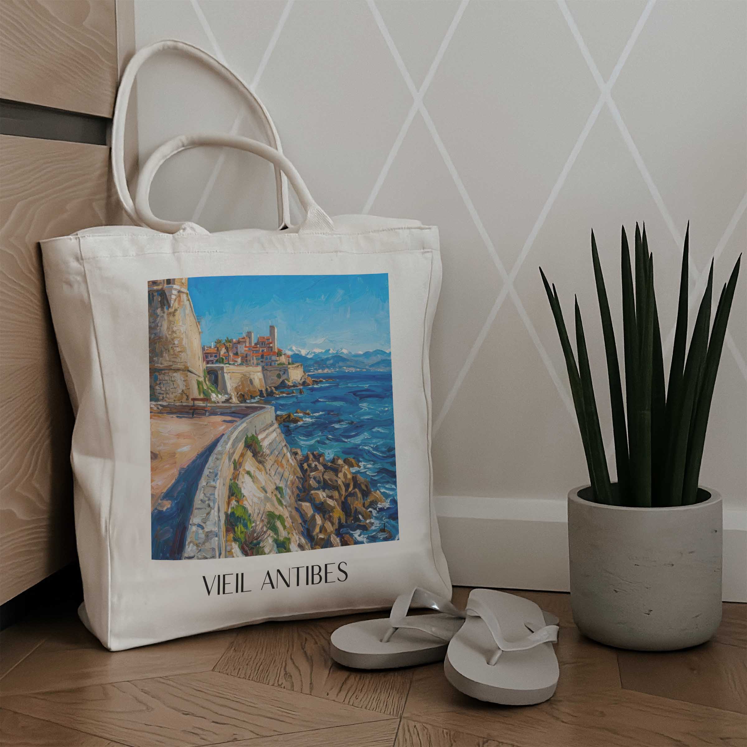 vieil-antibes-côte-d´azur-frankreich-einkaufstasche-oil-painting-oelgemaelde