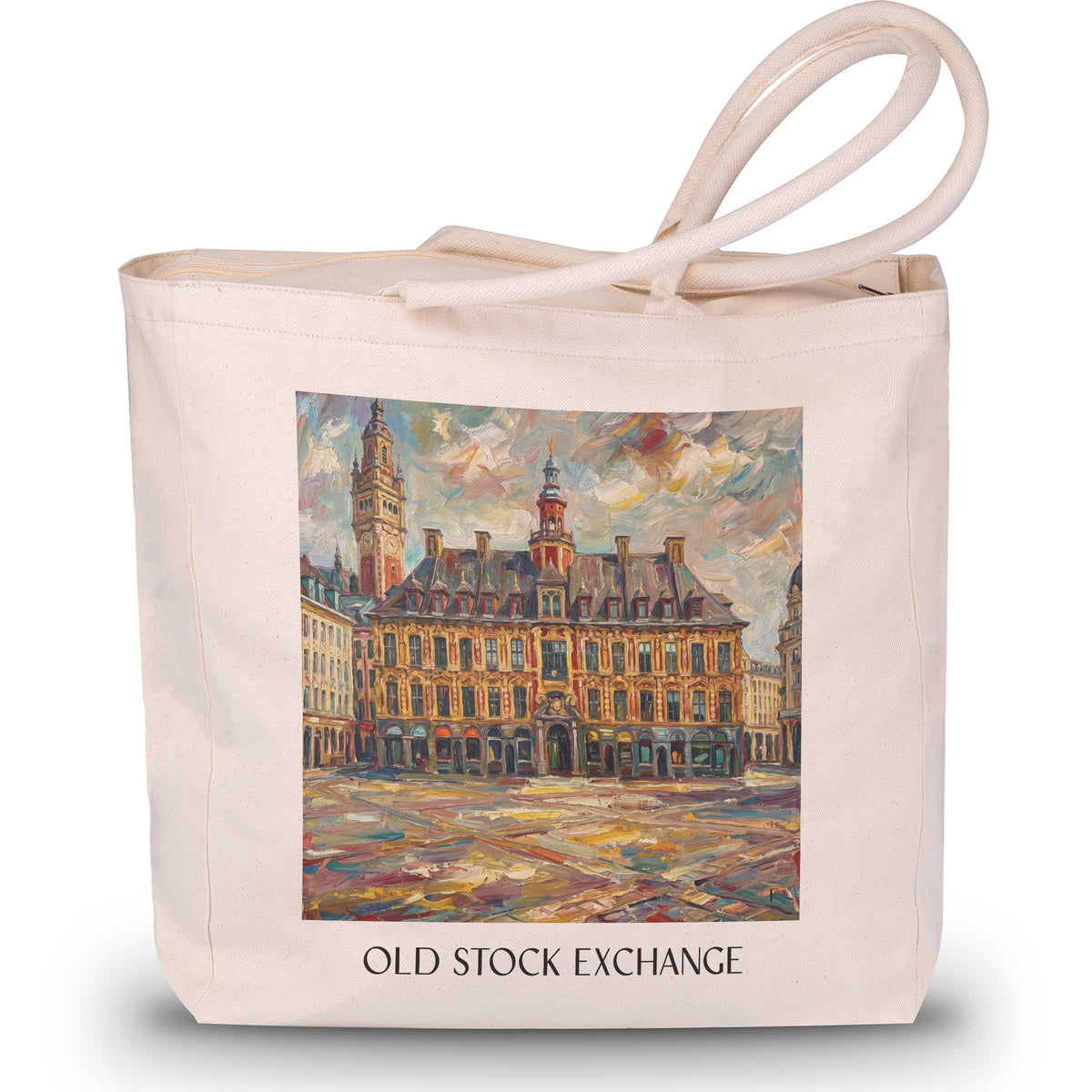 Vieille Bourse Shopping Tasche - Lille - Frankreich Tote Bag - Einkaufstasche im Ölgemälde Stil - favplace