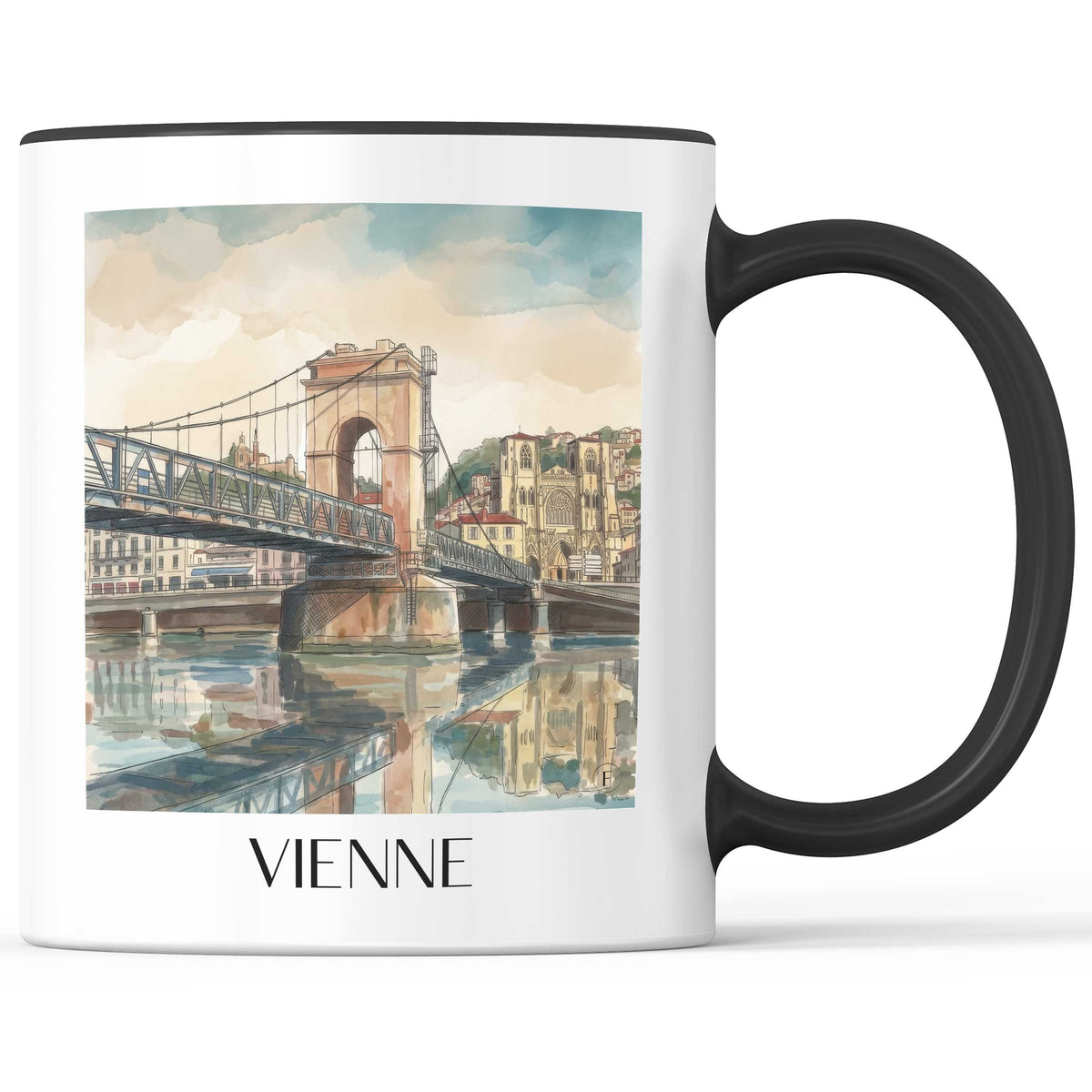 Vienne Kaffeebecher - Isère - Frankreich Becher - Kaffeetasse im Aquarell Stil - favplace