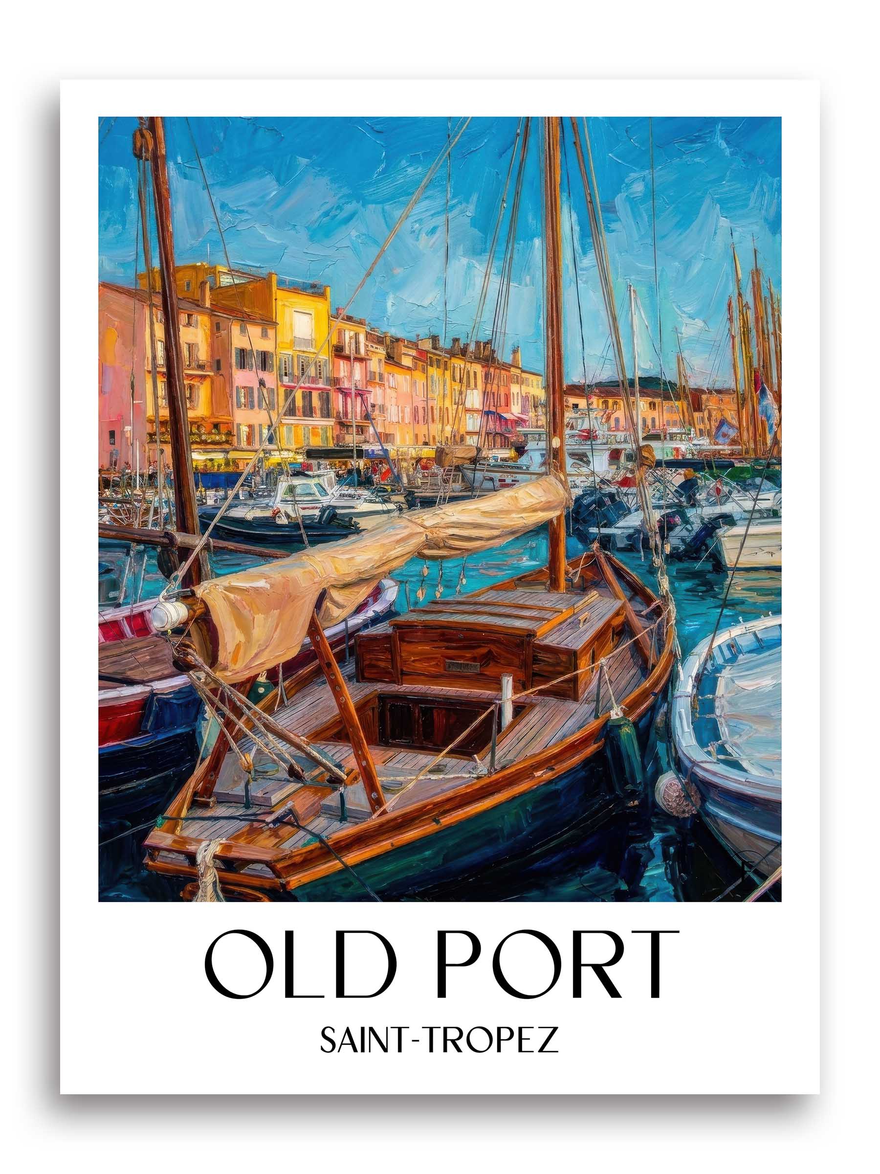 Vieux Port Poster - Saint-Tropez - Frankreich Kunstdruck - Ölgemälde von A4 bis A1 - favplace