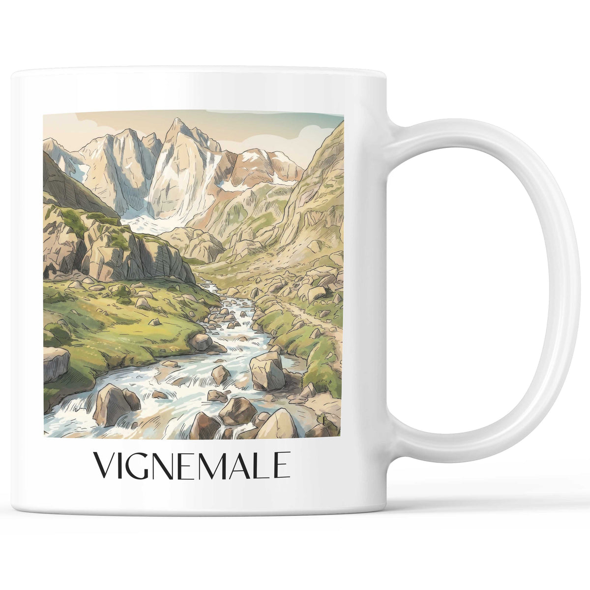 Vignemale Kaffeebecher - Pyrénées - Frankreich Becher - Kaffeetasse im Aquarell Stil - favplace