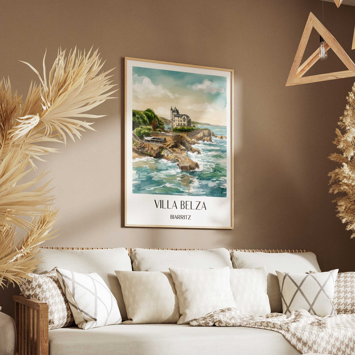 villa-belza-biarritz-frankreich-poster-aquarell