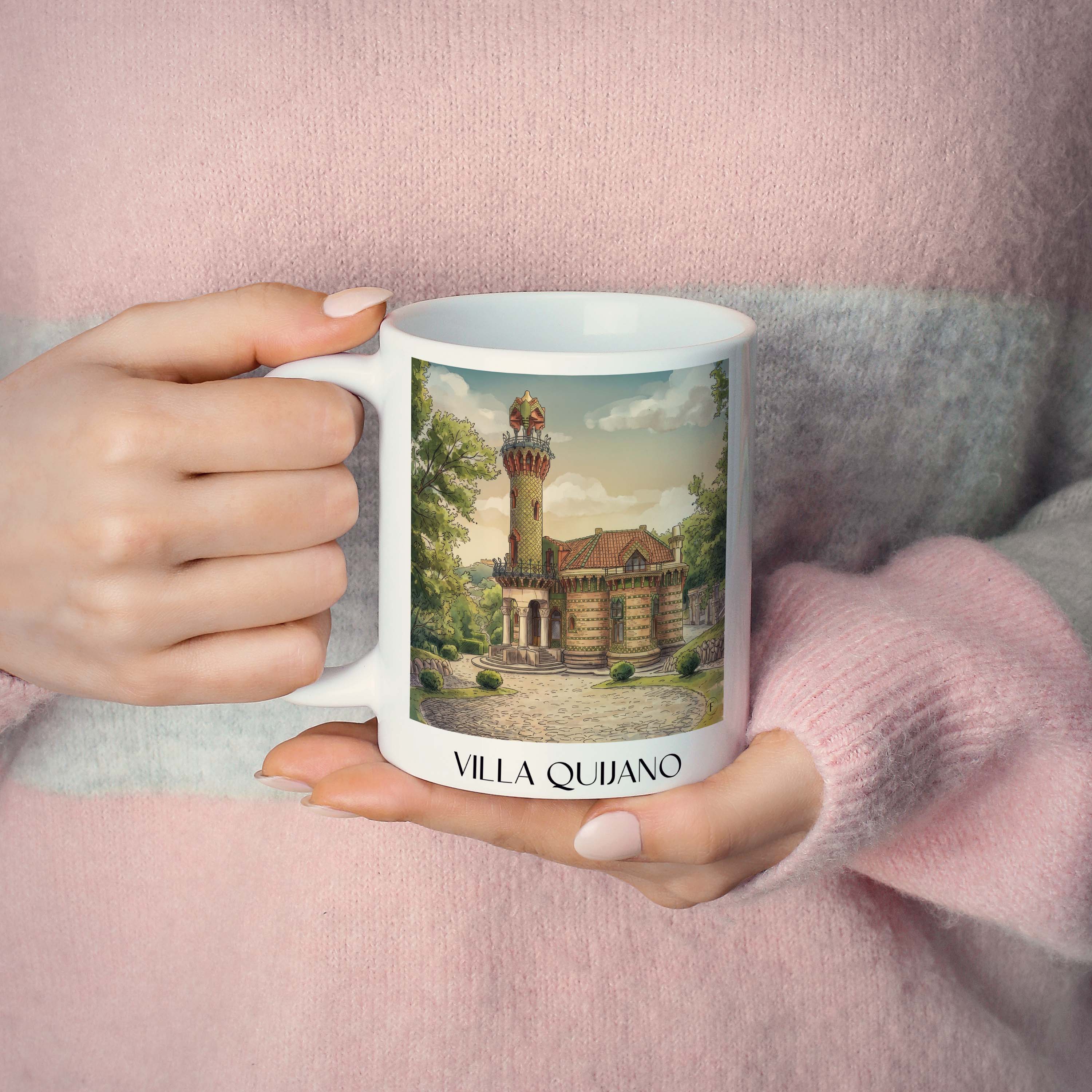 villa-quijano-comillas-spanien-kaffeebecher-aquarell