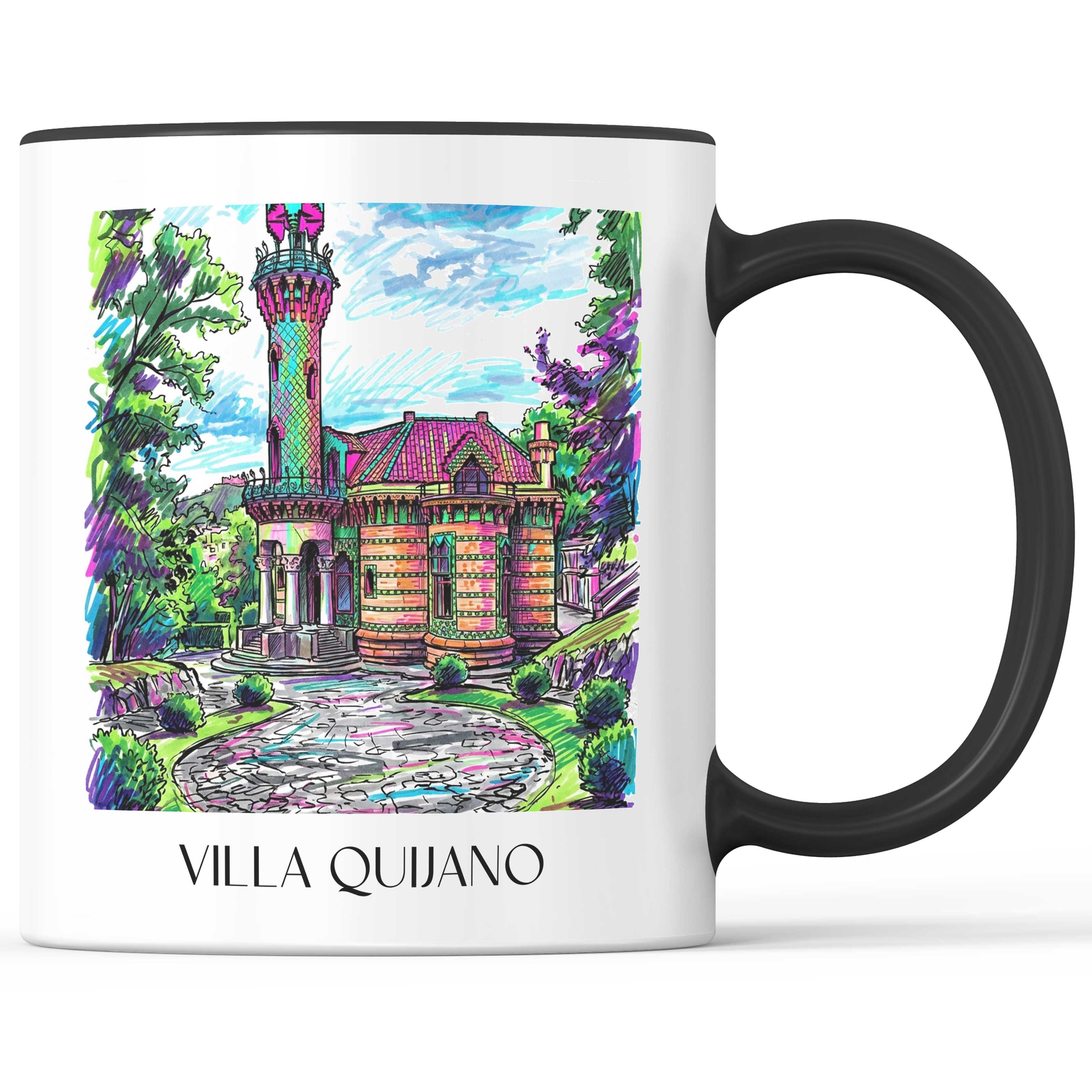 Villa Quijano Kaffeebecher - Comillas - Spanien Becher - Kaffeetasse im Tag Graffiti Stil - favplace