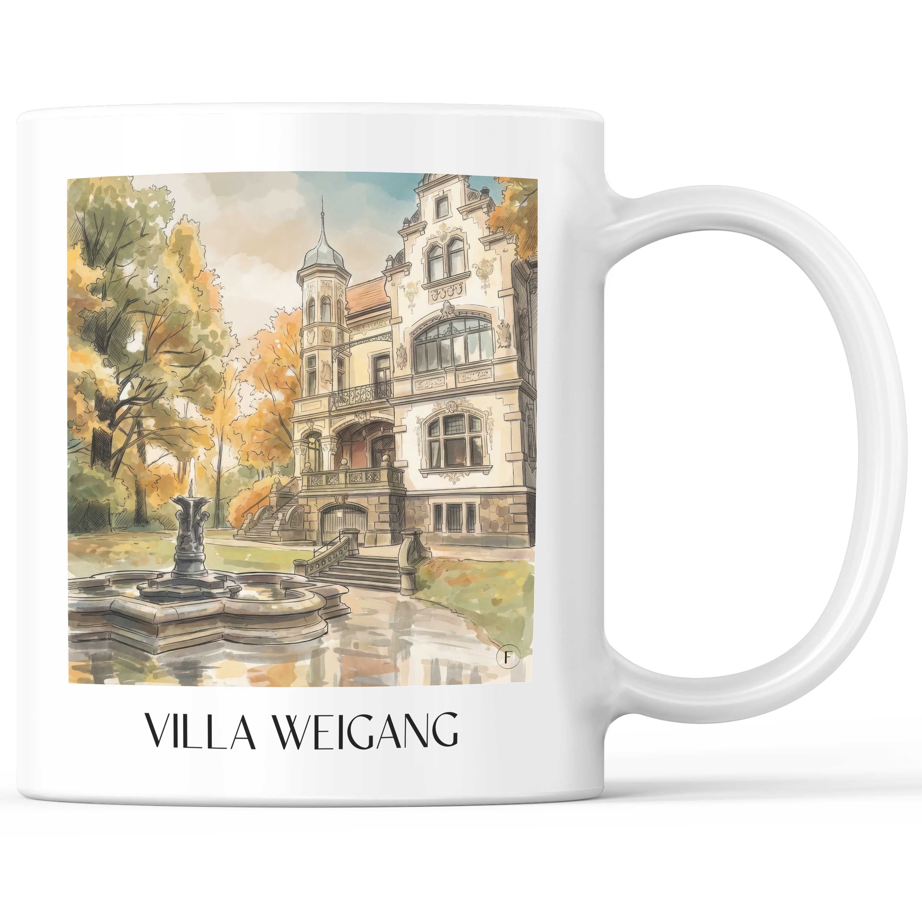 Villa Weigang Kaffeebecher - Dresden - Deutschland Becher - Kaffeetasse im Aquarell Stil - favplace