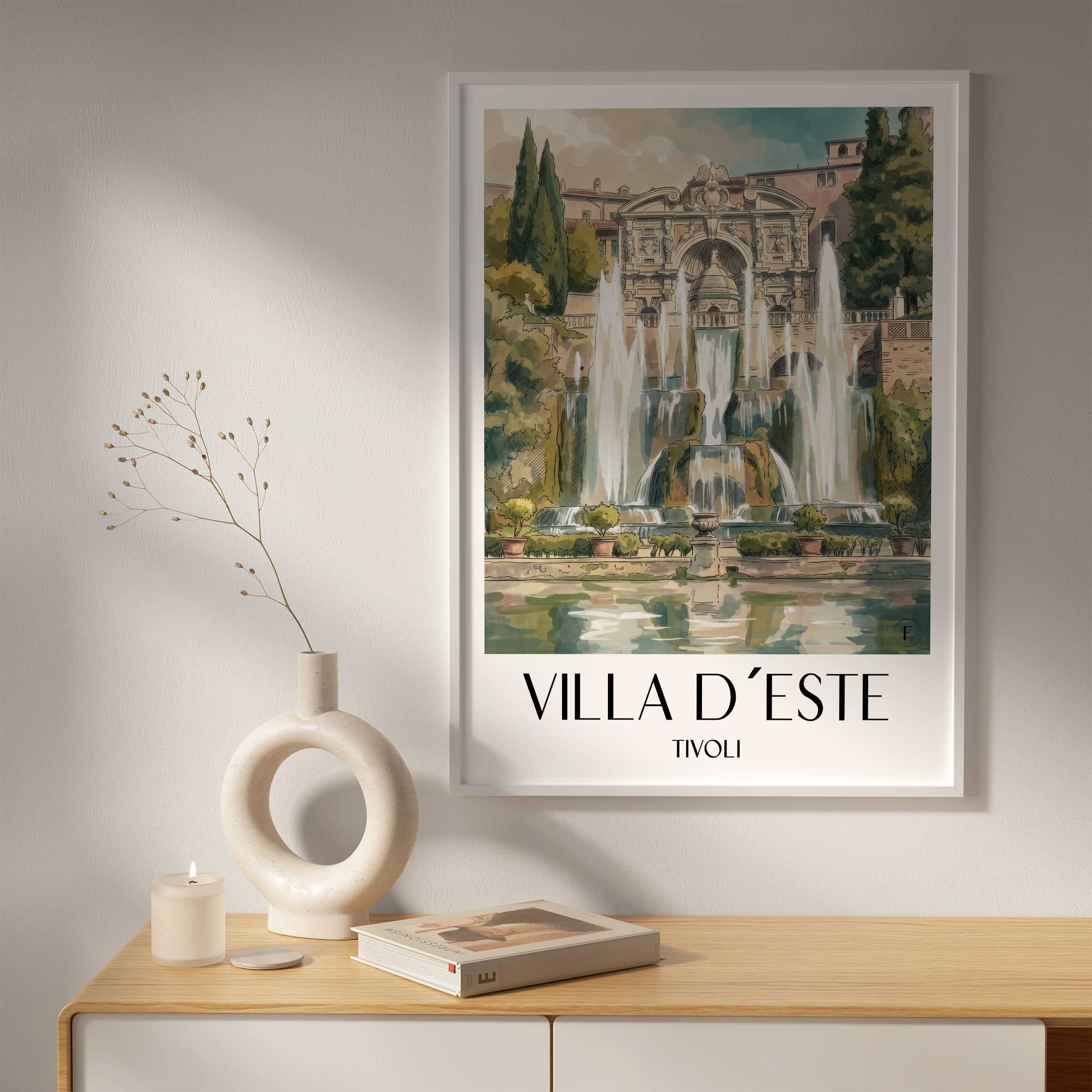 villa-d´este-tivoli-italien-poster-aquarell