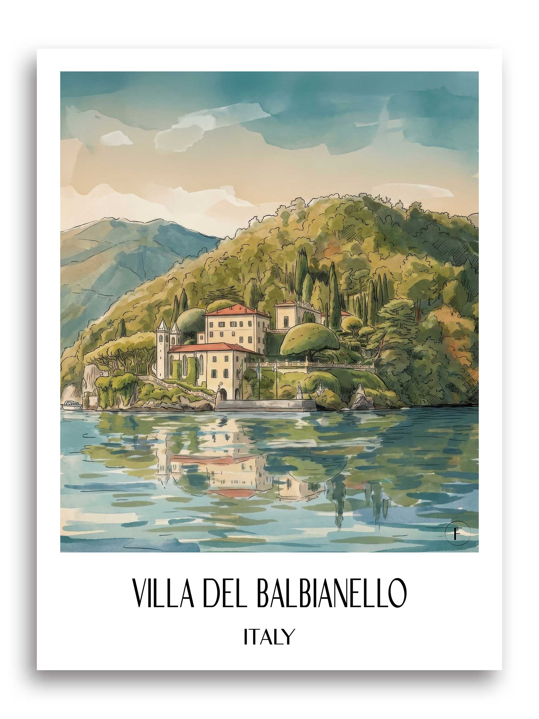 Villa del Balbianello Poster - Comer See - Italien Kunstdruck - Aquarell von A4 bis A1 - favplace