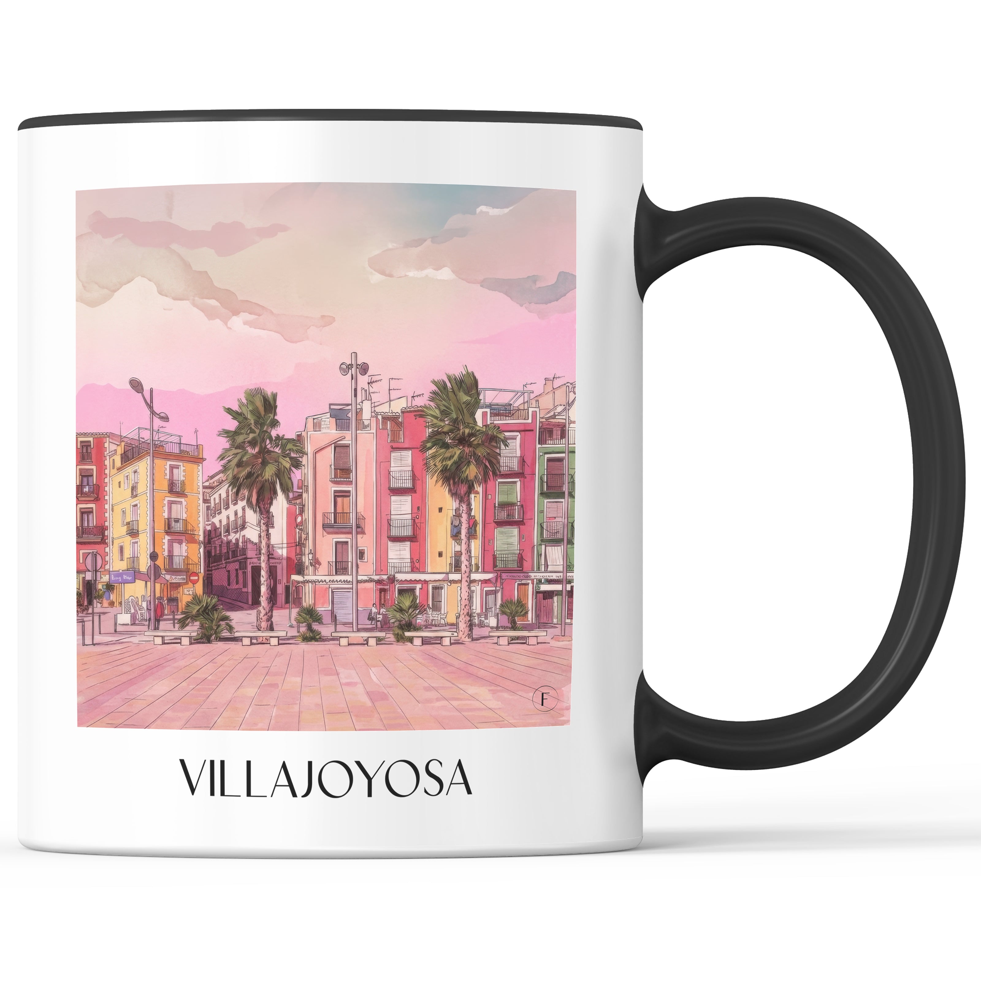 villajoyosa-spanien-spanien-kaffeebecher-aquarell-pink-rosa