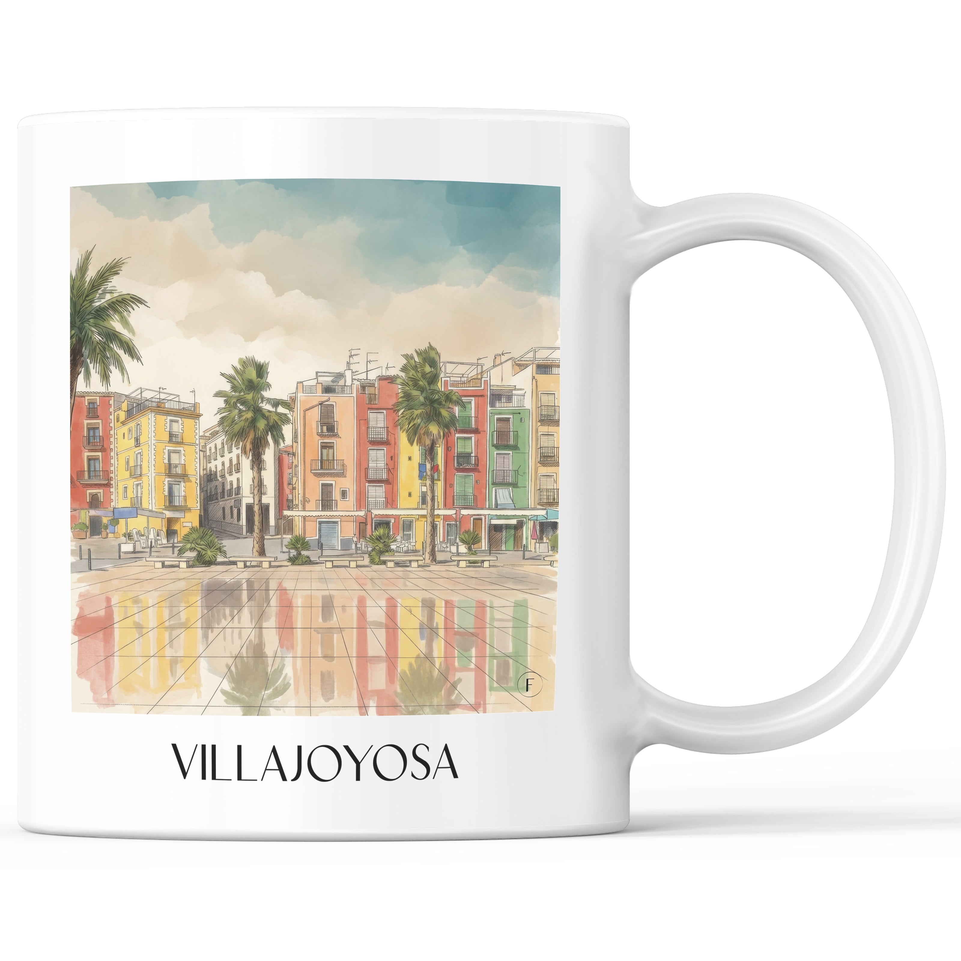 Villajoyosa Kaffeebecher - Spanien - Spanien Becher - Kaffeetasse im Aquarell Stil - favplace