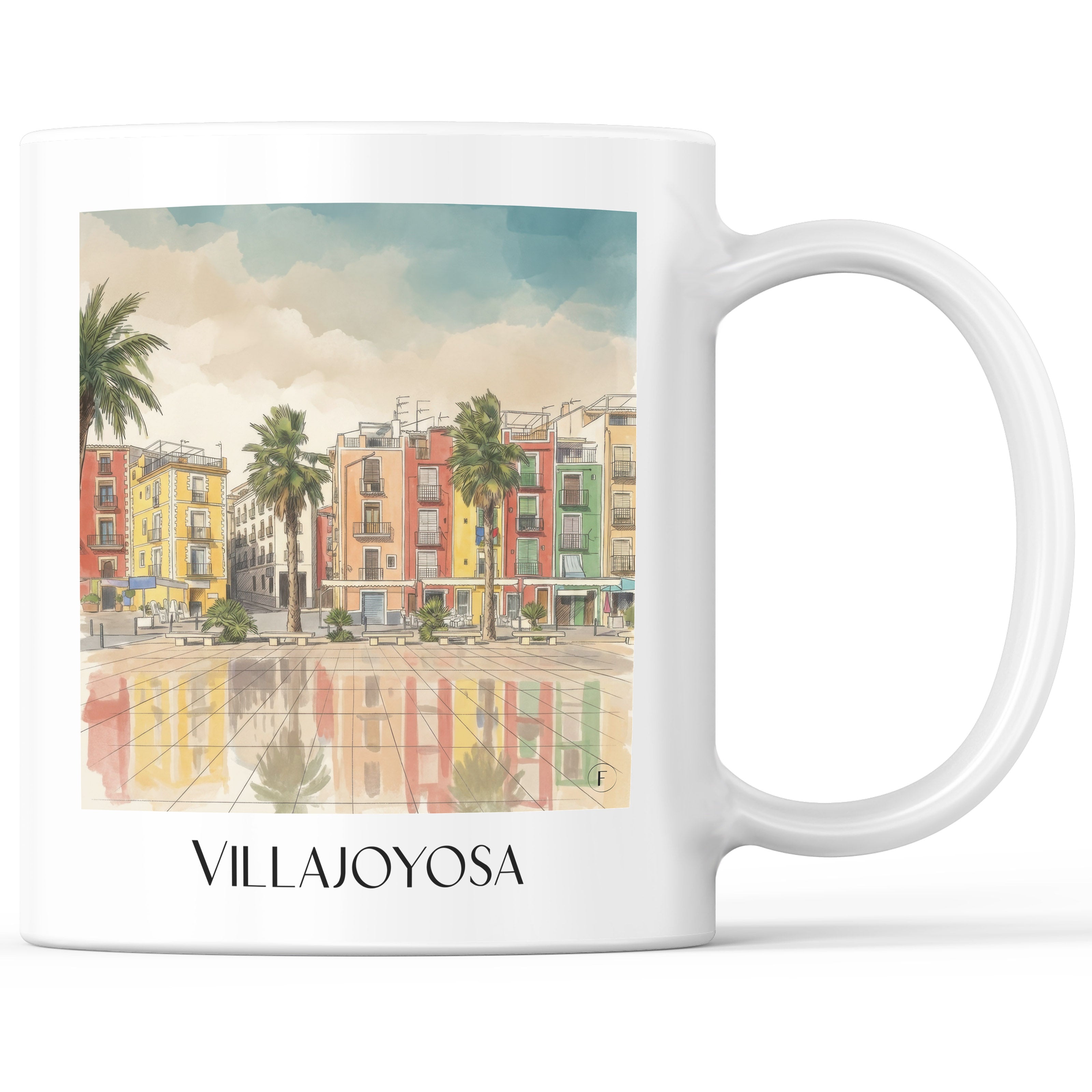 Villajoyosa Kaffeebecher - Spanien - Spanien Becher - Kaffeetasse im Aquarell Stil - favplace