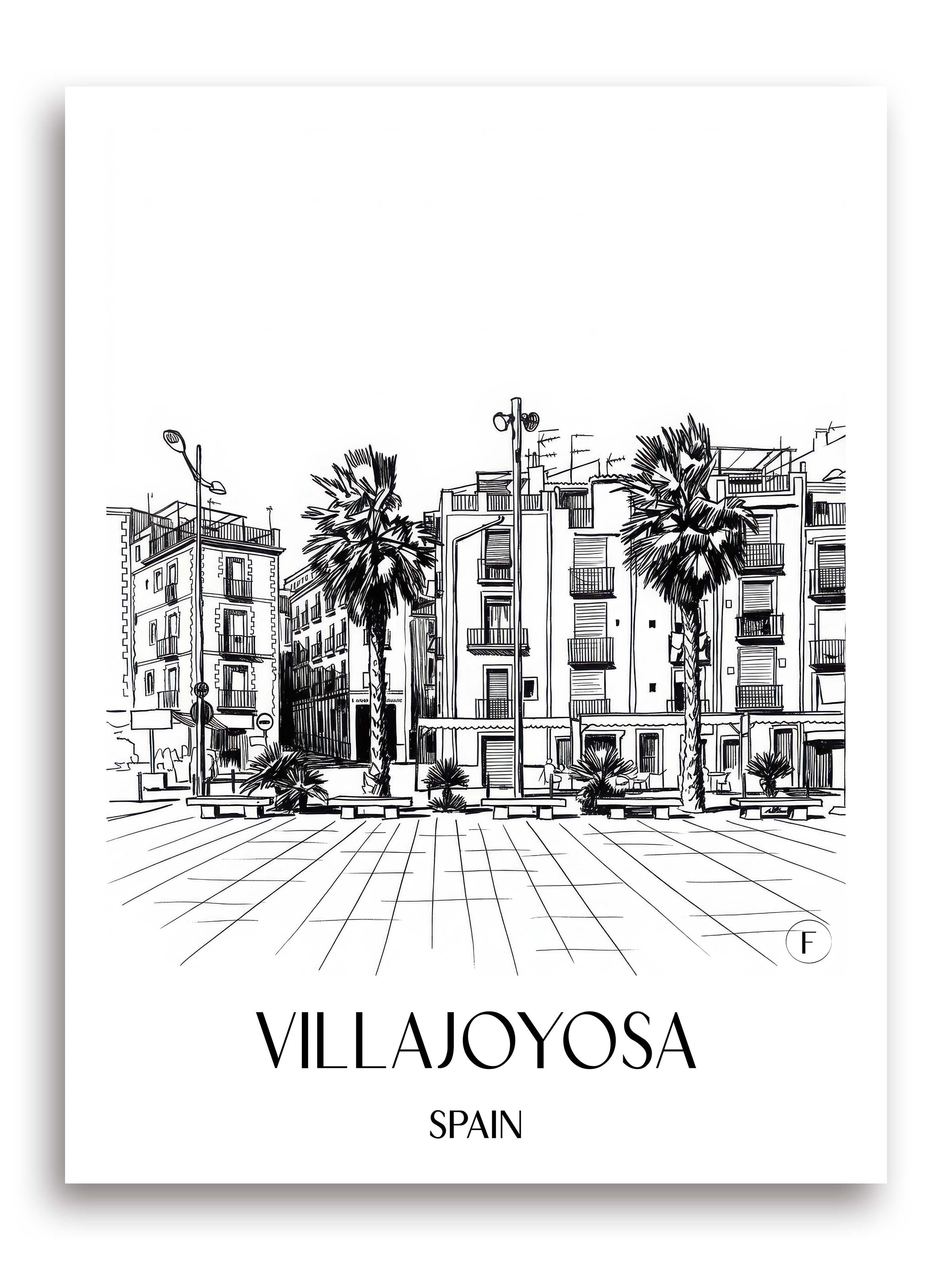 Villajoyosa Poster - Spanien - Spanien Kunstdruck - Skizze von A4 bis A1 - favplace