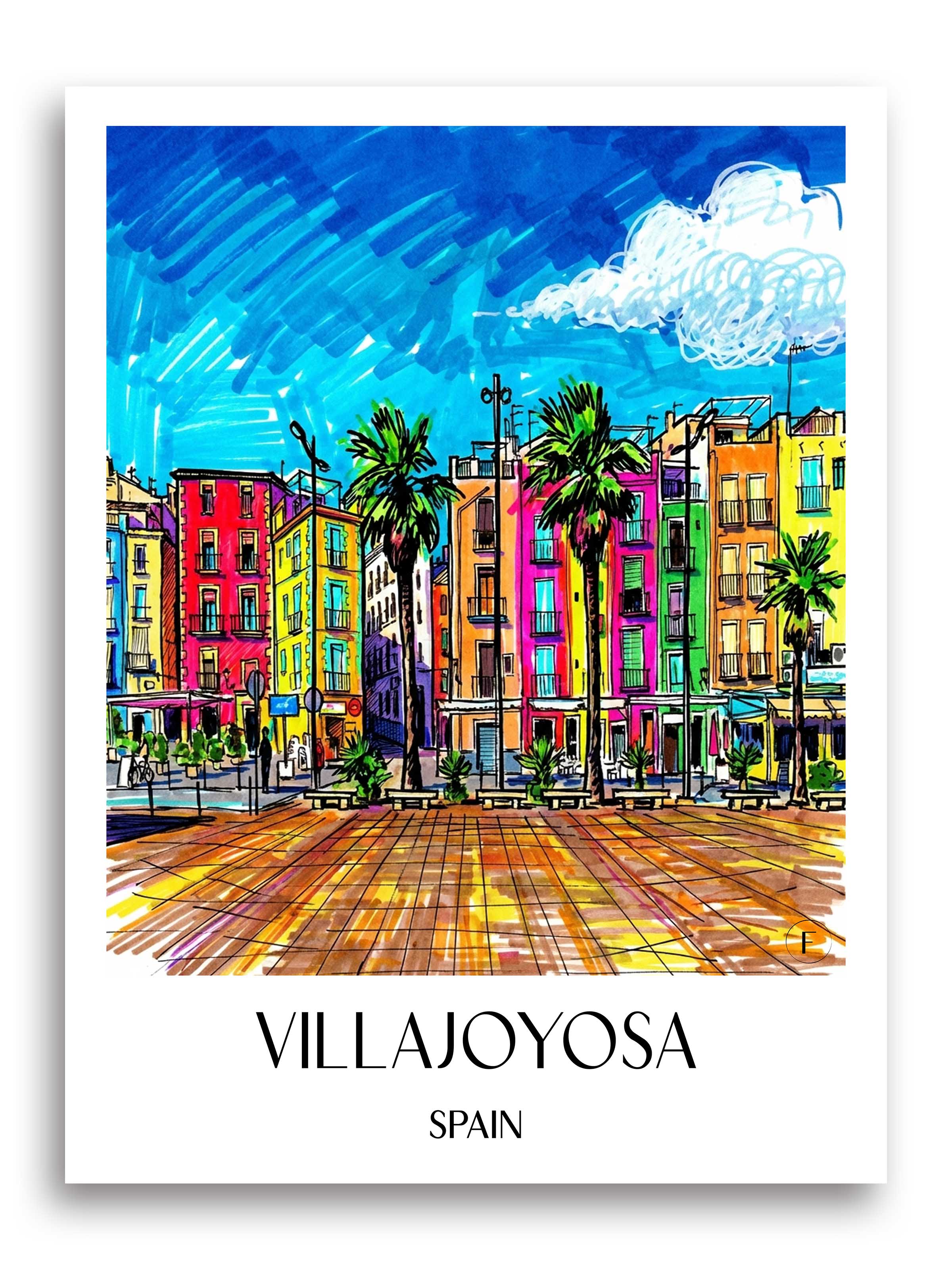 Villajoyosa Poster - Spanien - Spanien Kunstdruck - Tag Graffiti von A4 bis A1 - favplace