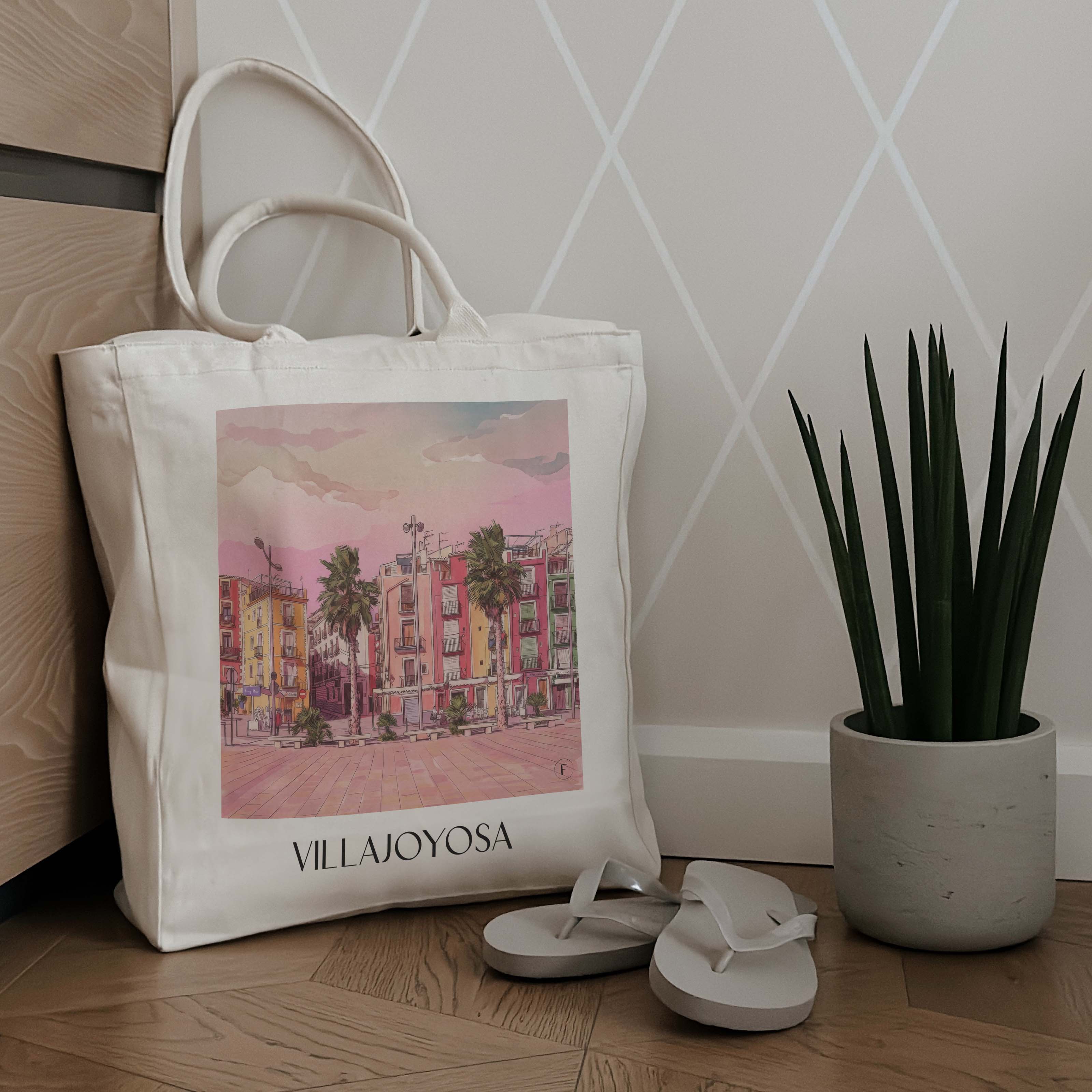 villajoyosa-spanien-spanien-einkaufstasche-aquarell-pink-rosa