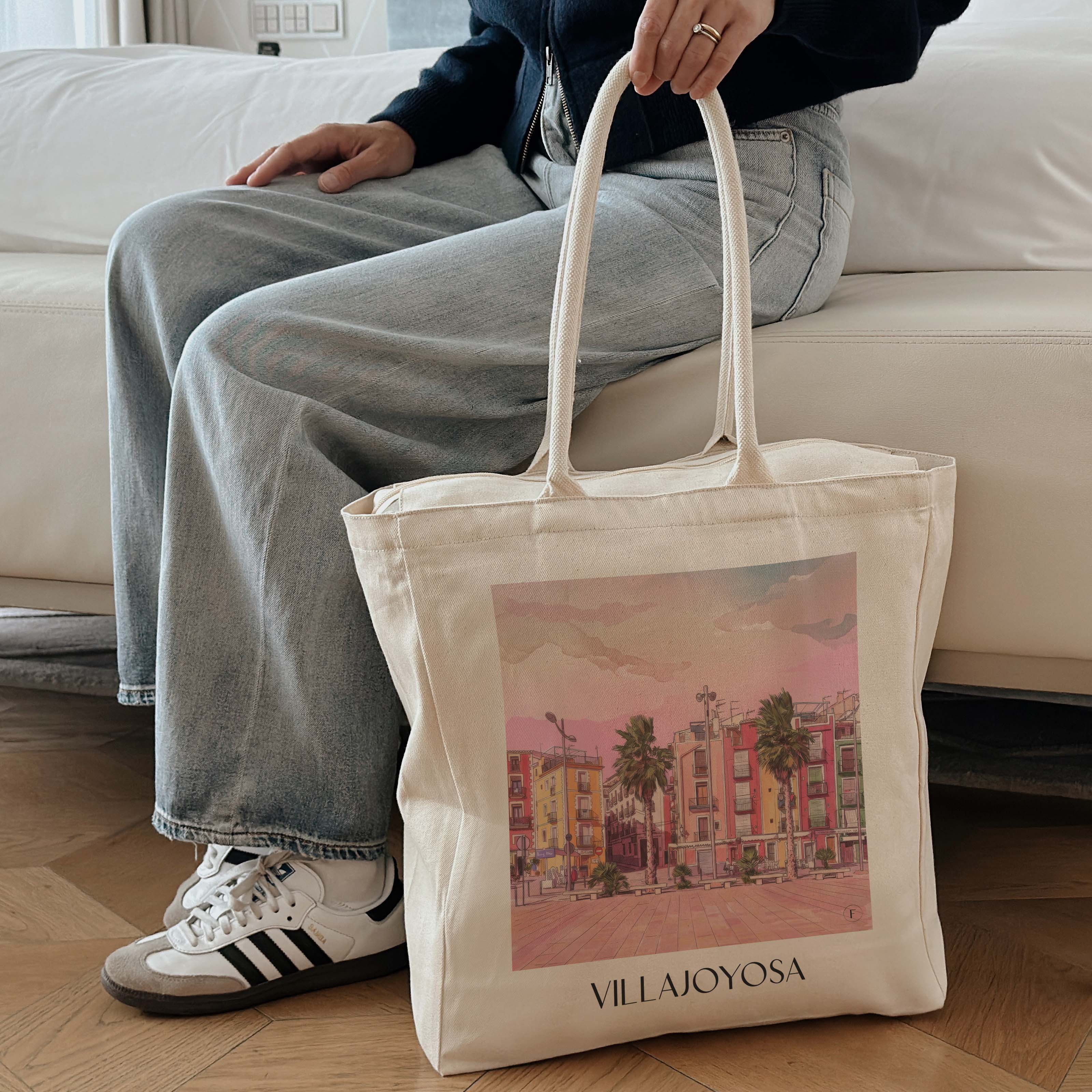 villajoyosa-spanien-spanien-einkaufstasche-aquarell-pink-rosa
