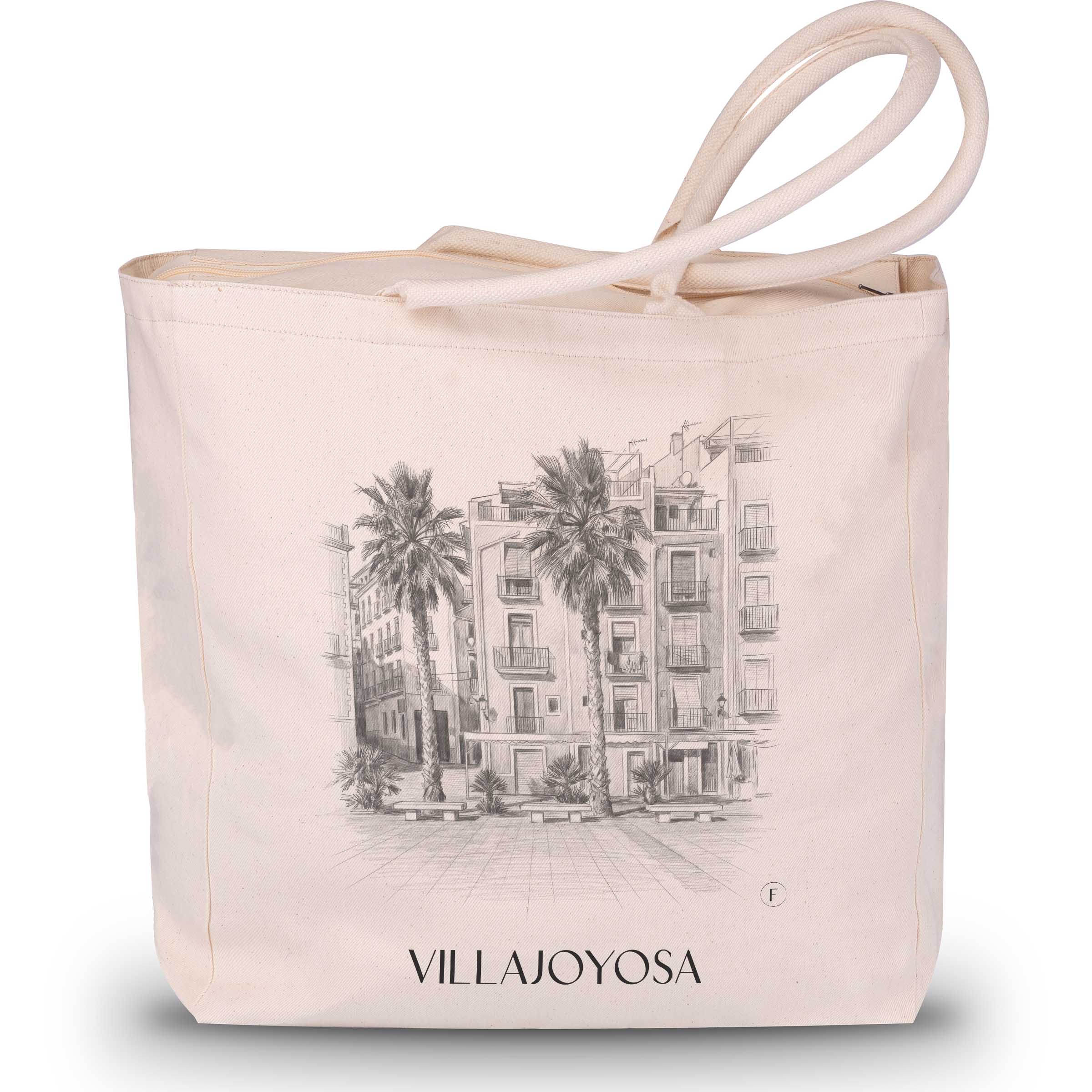 Villajoyosa Shopping Bag - Spain - Spain Tote Bag - Drawing Style Shopping Bag
