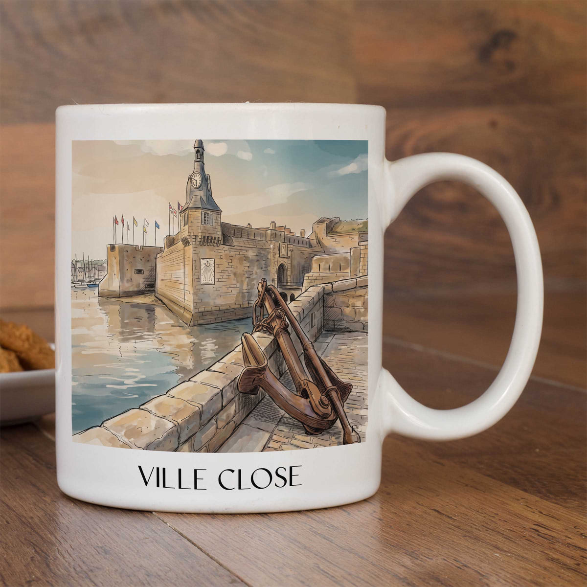 ville-close-concarneau-frankreich-kaffeebecher-aquarell