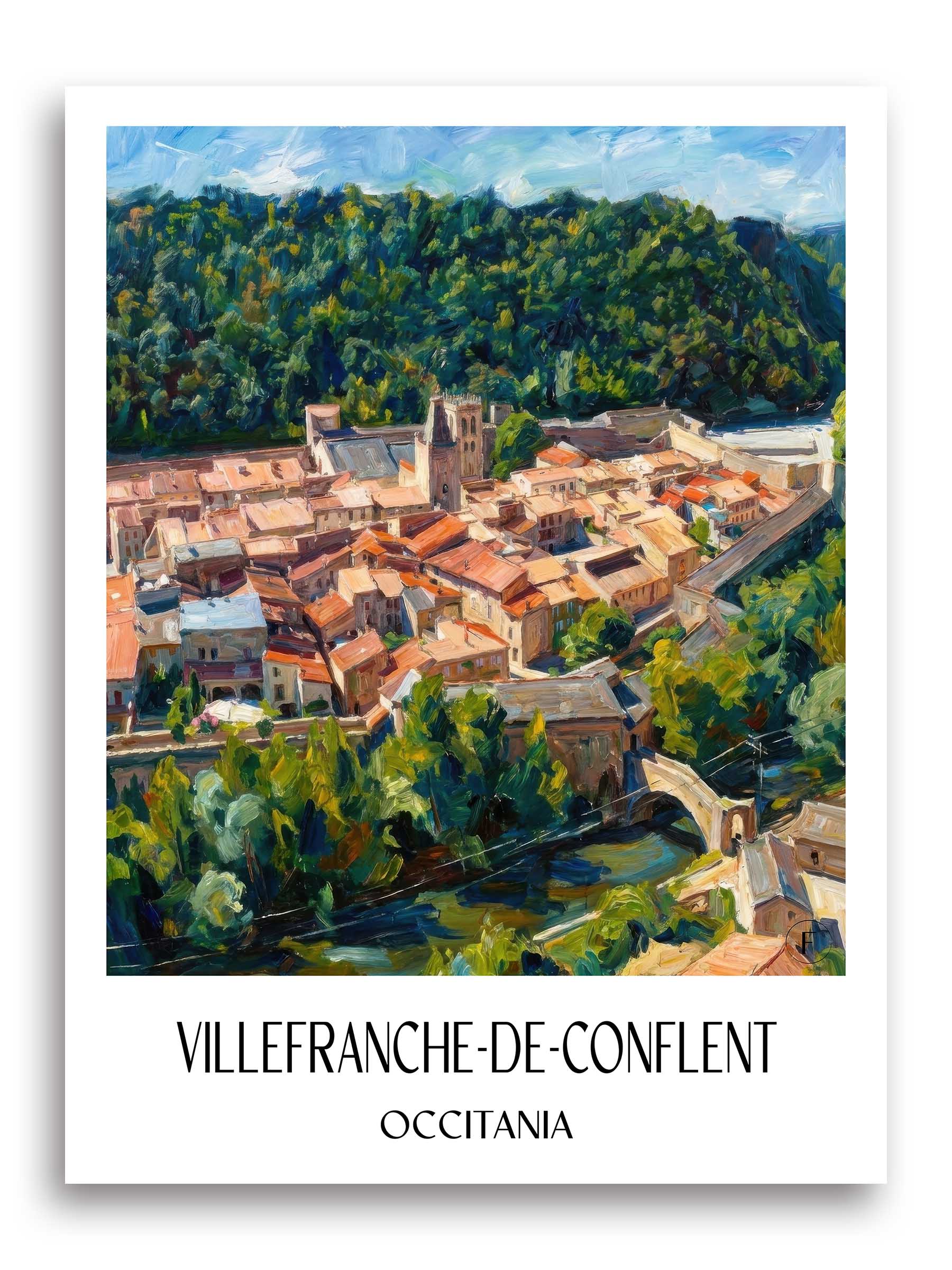 Villefranche-de-Conflent Poster - Okzitanien - Frankreich Kunstdruck - Ölgemälde von A4 bis A1 - favplace