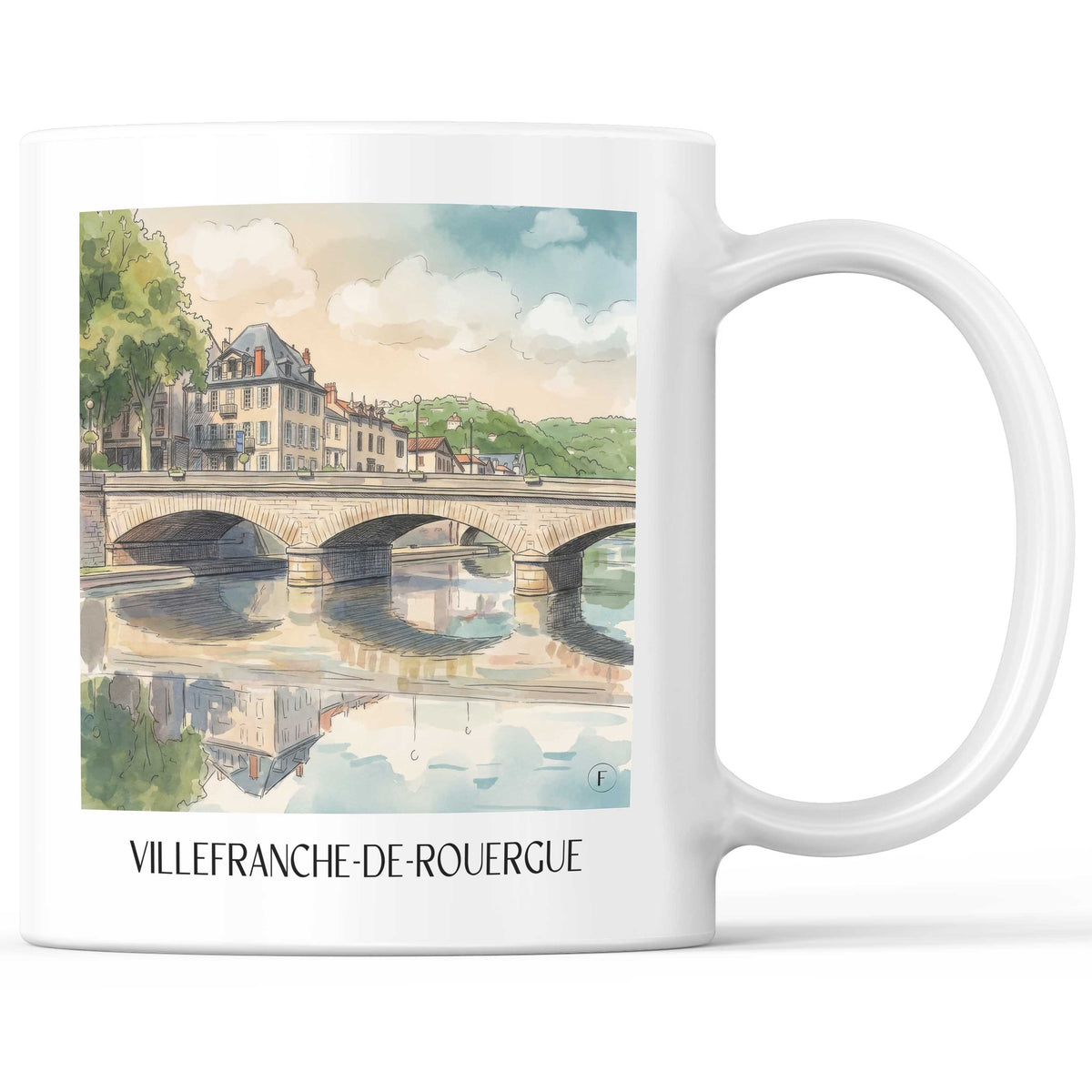 villefranche-de-rouergue-okzitanien-frankreich-kaffeebecher-aquarell