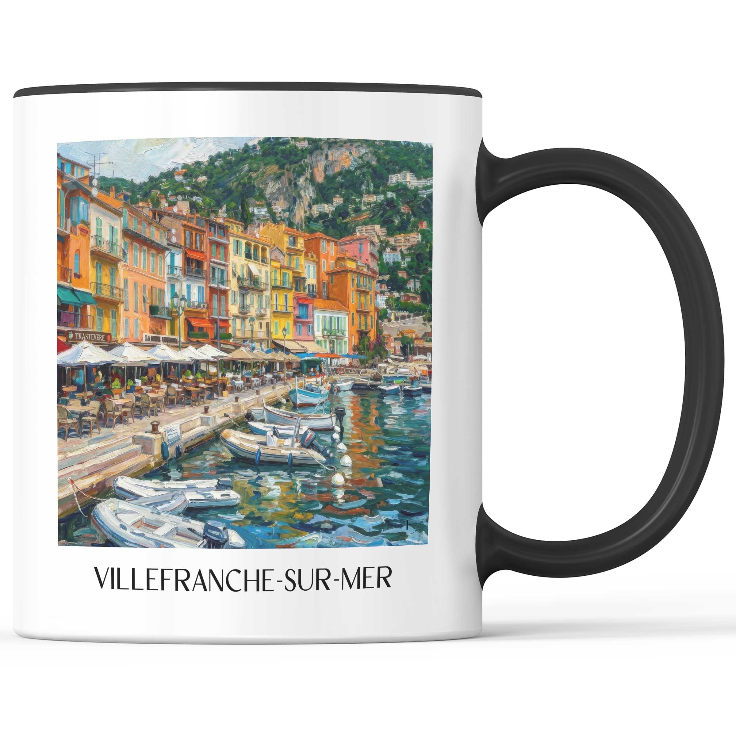 Villefranche-sur-Mer Kaffeebecher - Côte d´Azur - Frankreich Becher - Kaffeetasse im Ölgemälde Stil - favplace