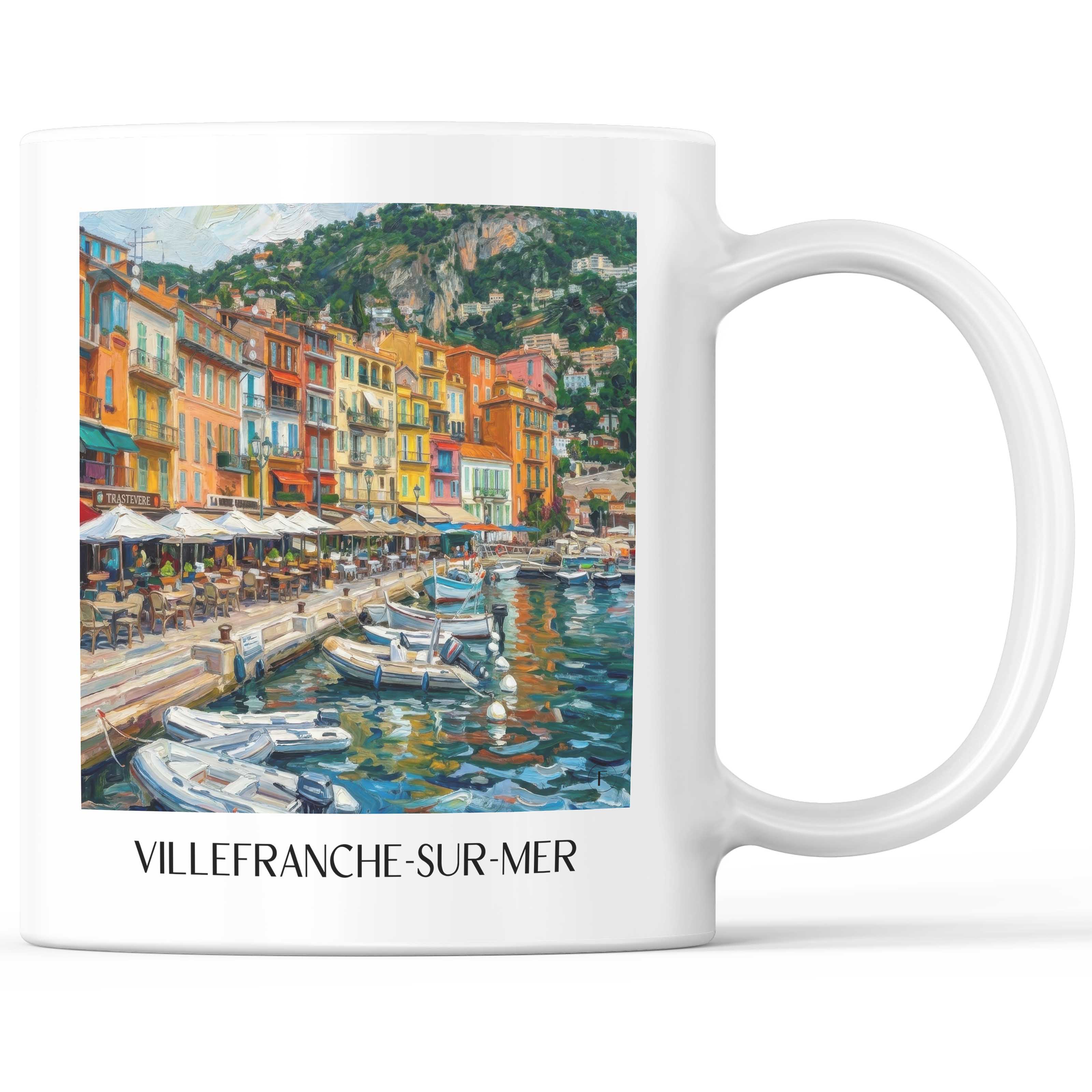 Villefranche-sur-Mer Kaffeebecher - Côte d´Azur - Frankreich Becher - Kaffeetasse im Ölgemälde Stil - favplace