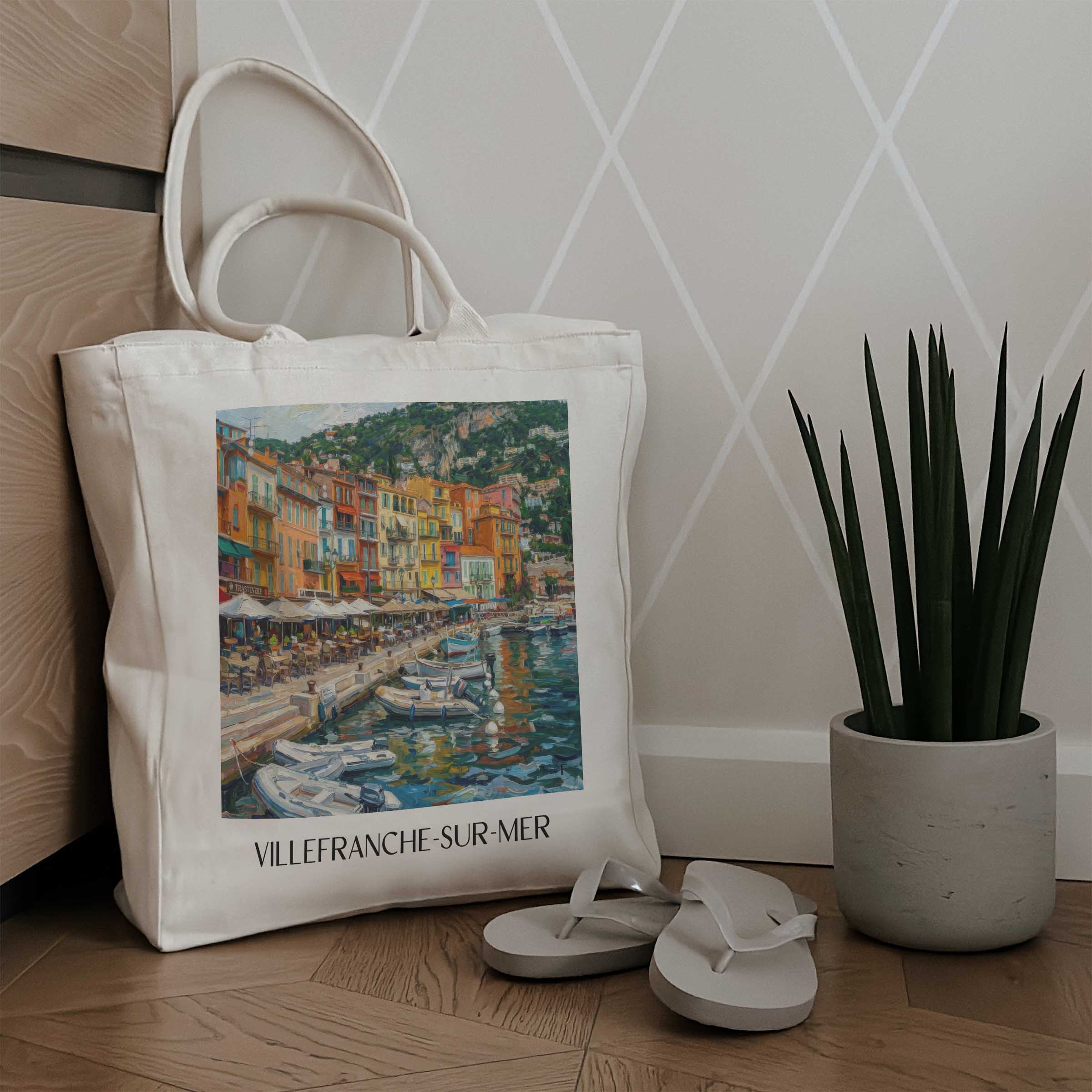 villefranche-sur-mer-côte-d´azur-frankreich-einkaufstasche-oil-painting-oelgemaelde