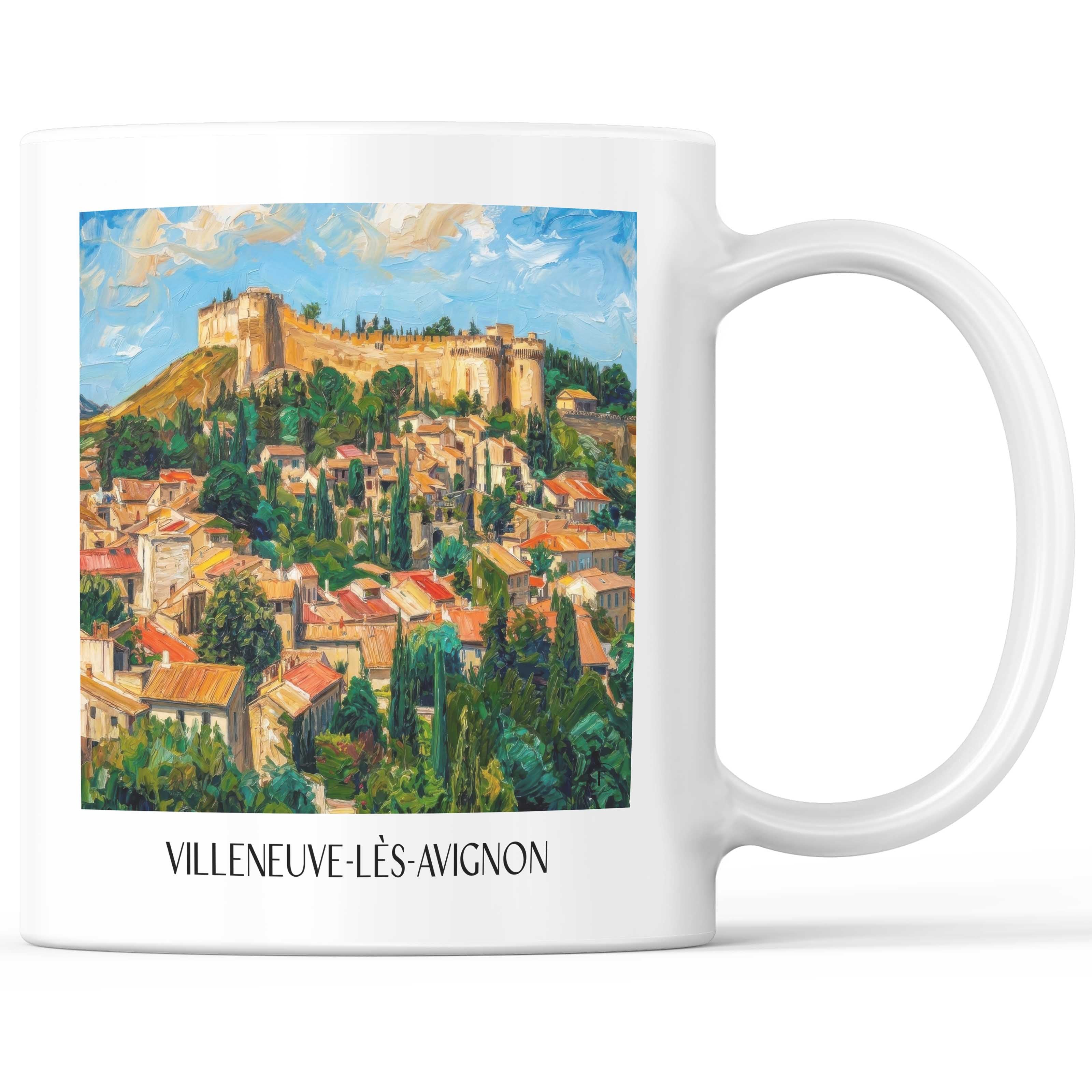 Villeneuve-lès-Avignon Kaffeebecher - Okzitanien - Frankreich Becher - Kaffeetasse im Ölgemälde Stil - favplace