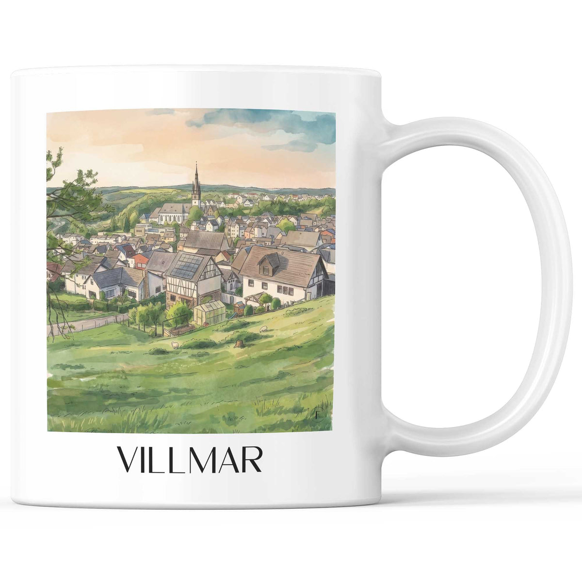 Villmar Kaffeebecher - Lahntal - Deutschland Becher - Kaffeetasse im Aquarell Stil - favplace