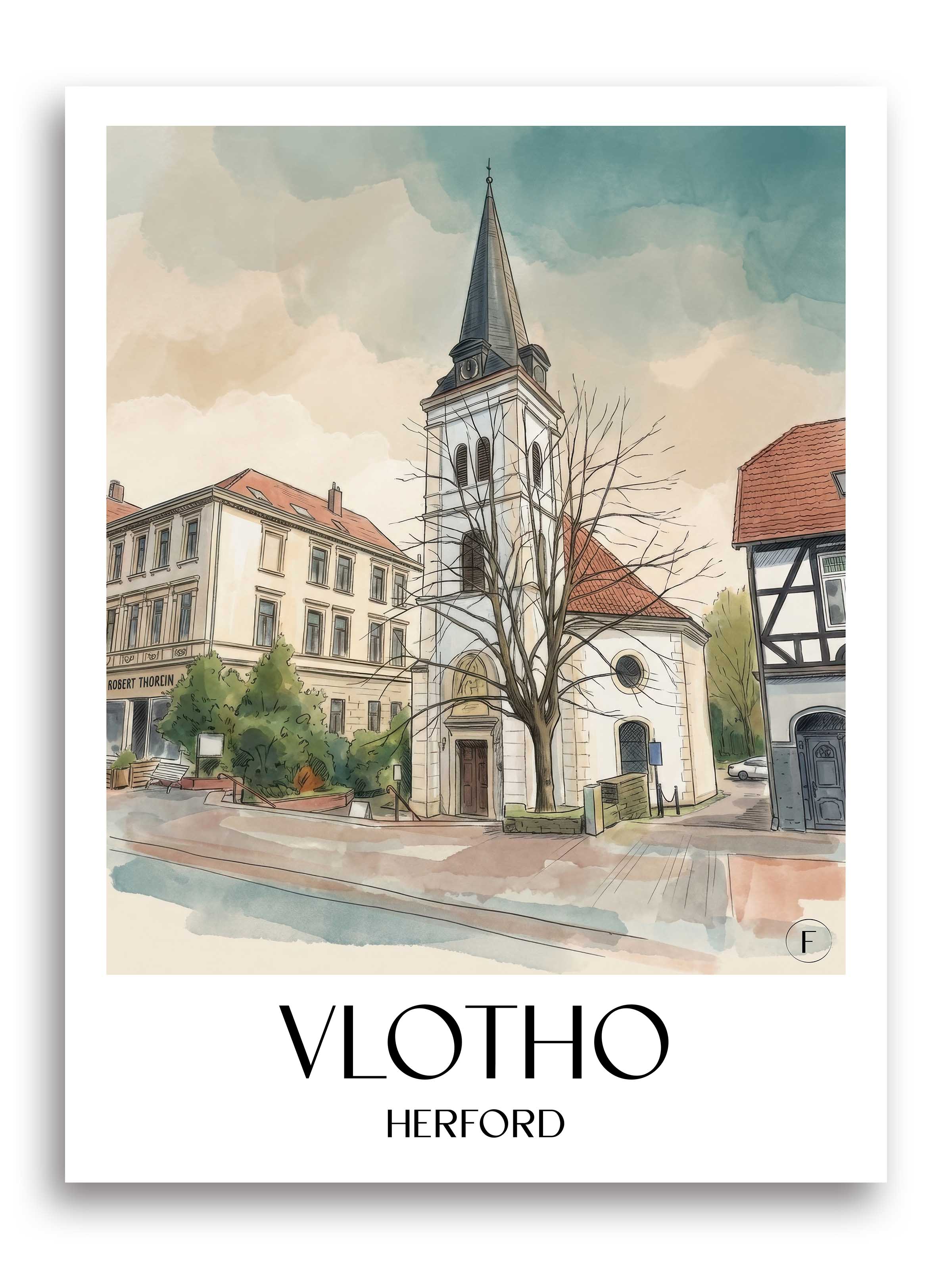 vlotho-herford-deutschland-poster-aquarell