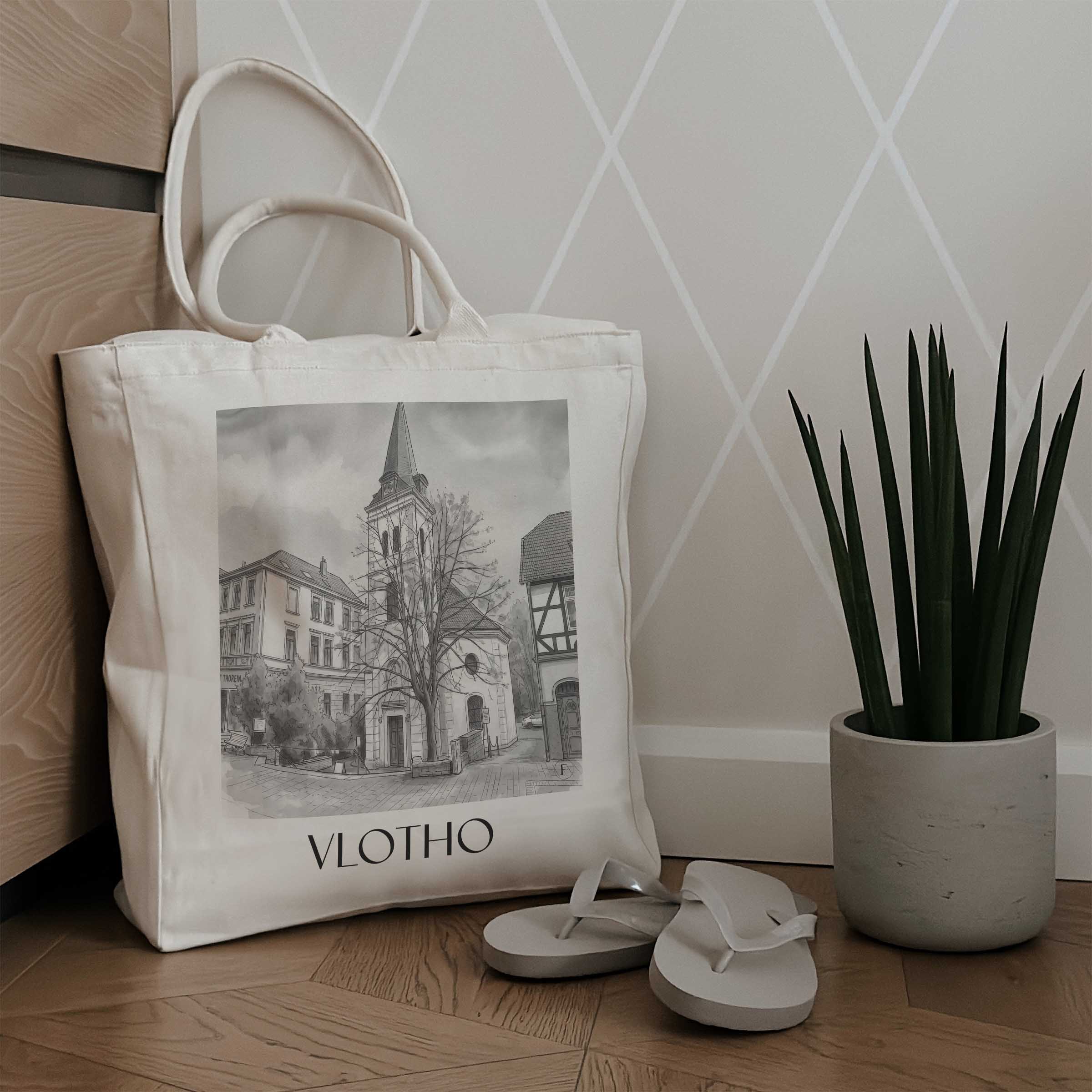 vlotho-herford-deutschland-einkaufstasche-aquarell-schwarz-weiss