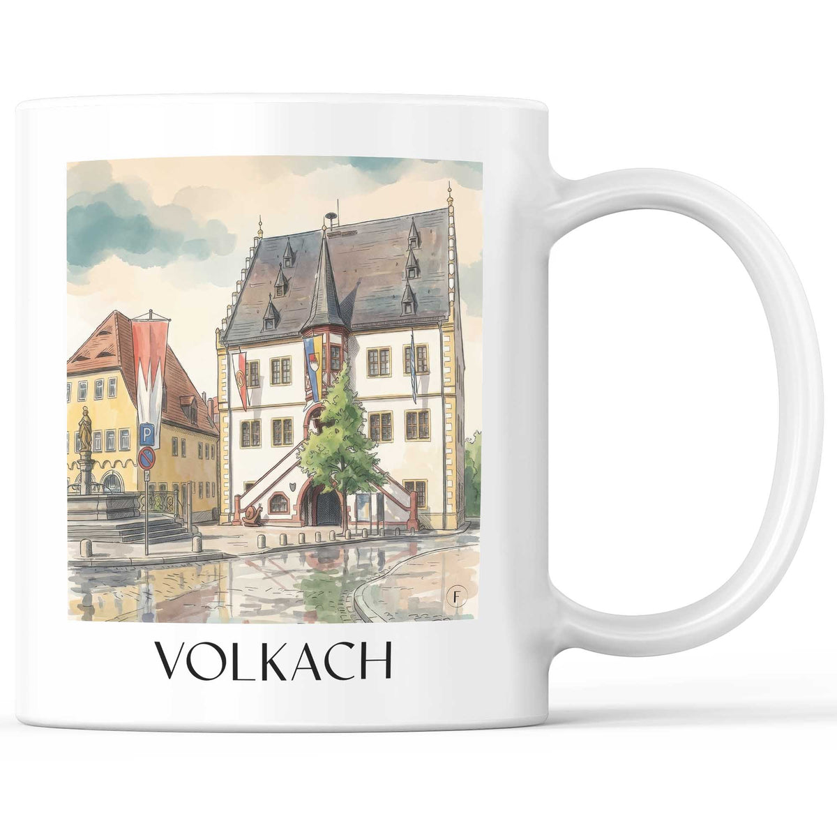 Volkach Kaffeebecher - Mainschleife - Deutschland Becher - Kaffeetasse im Aquarell Stil - favplace