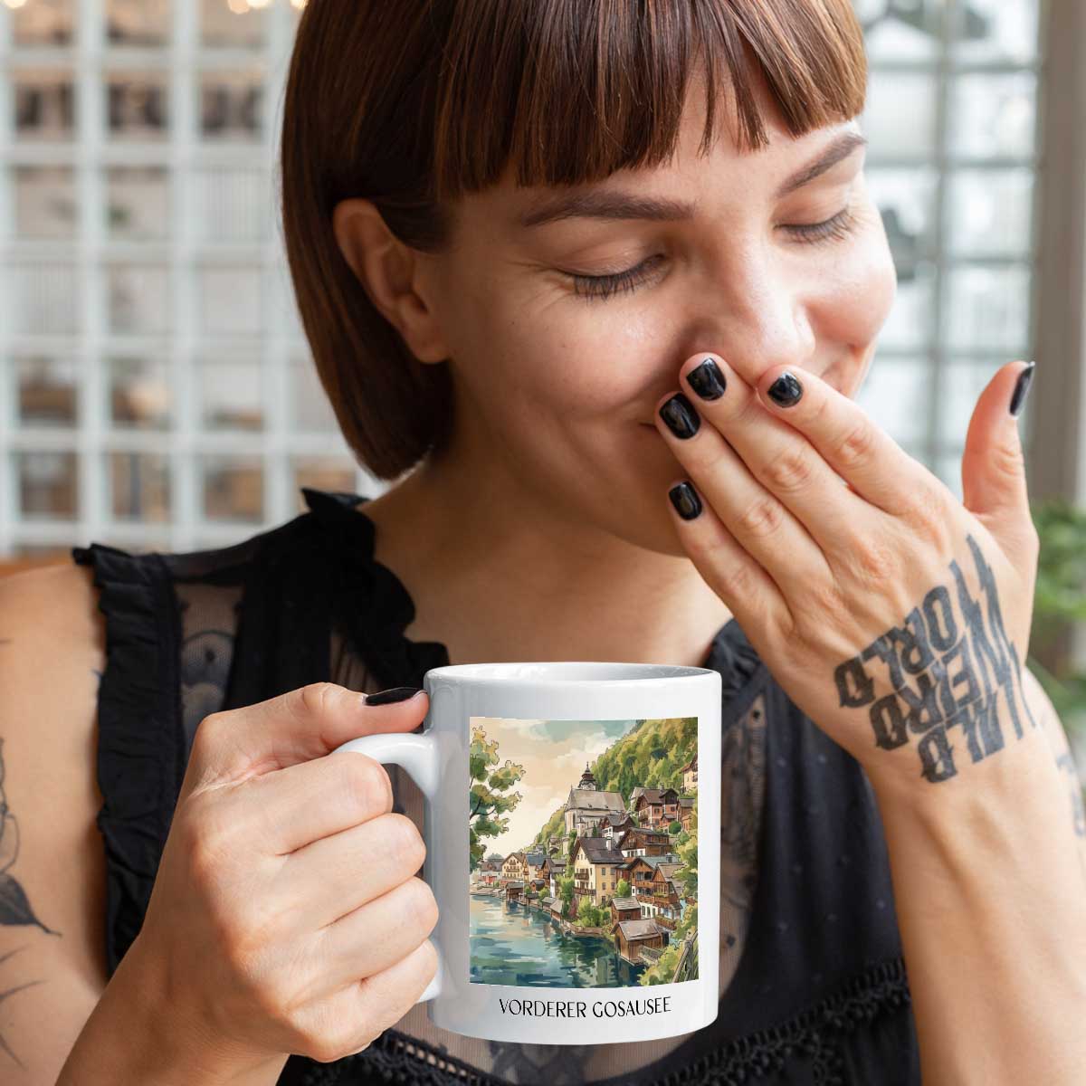 vorderer-gosausee-österreich-österreich-kaffeebecher-aquarell