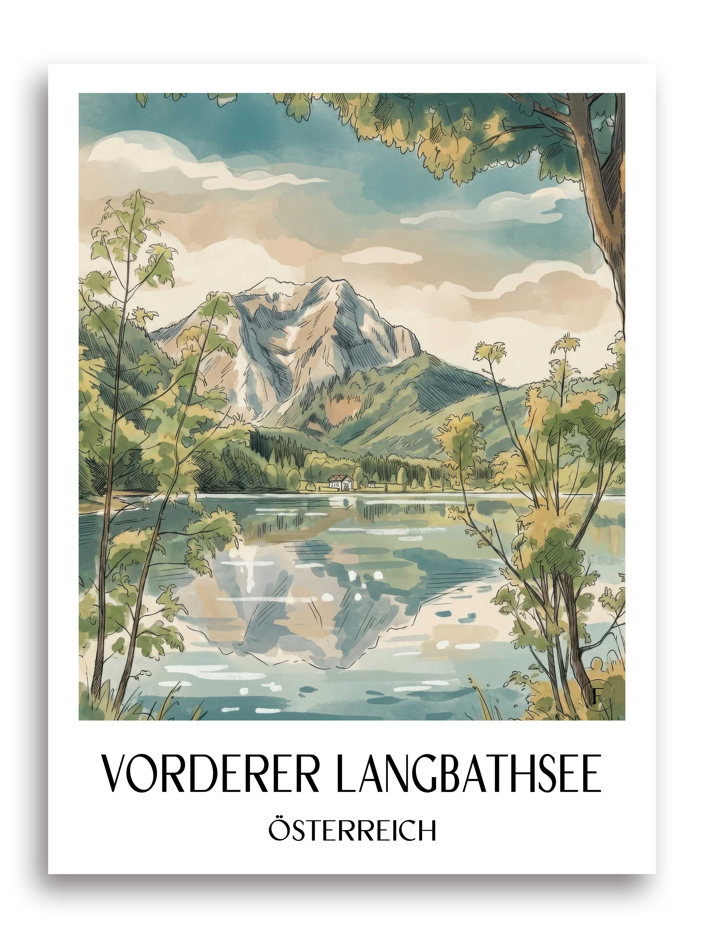 vorderer-langbathsee-österreich-österreich-poster-aquarell