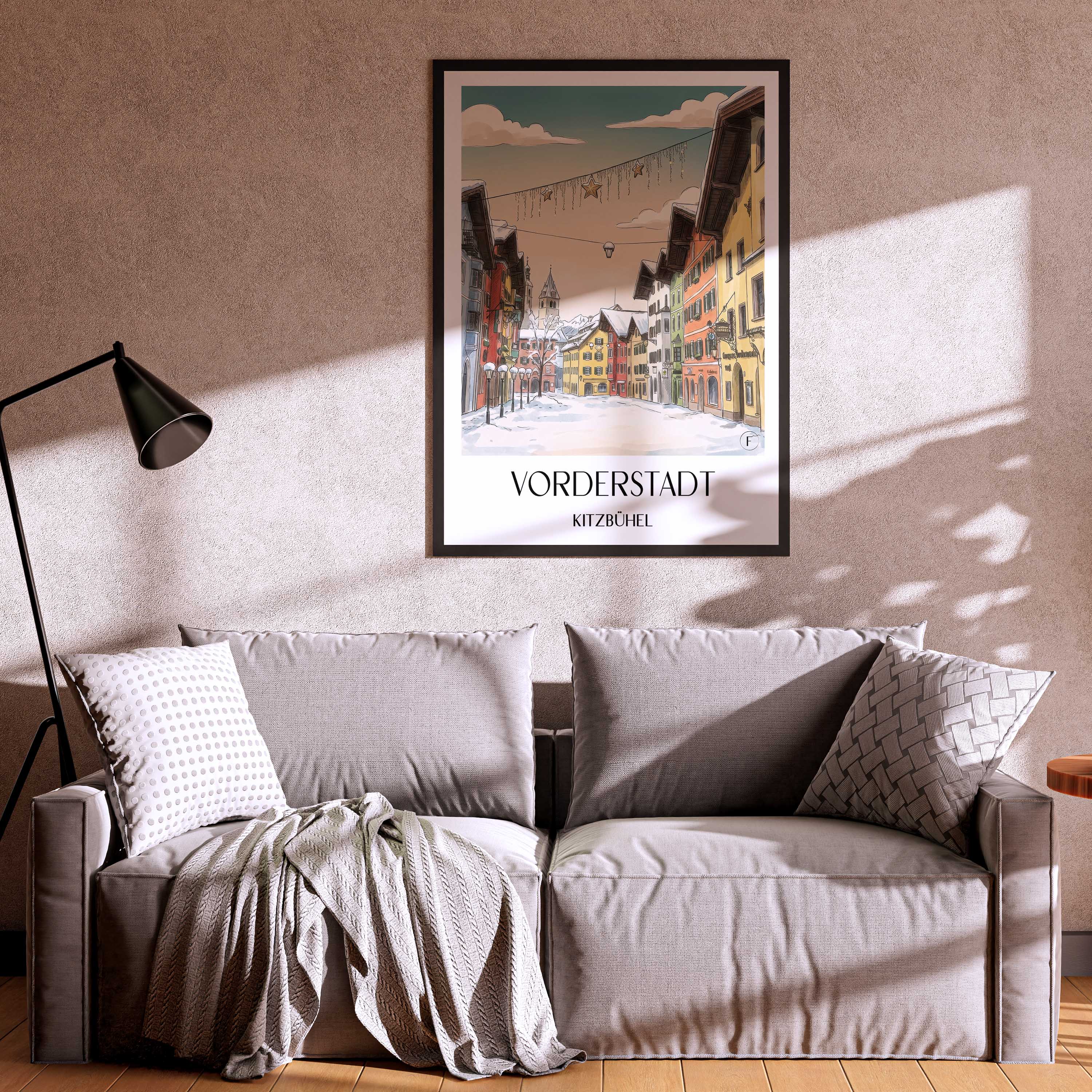 vorderstadt-kitzbühel-österreich-poster-aquarell