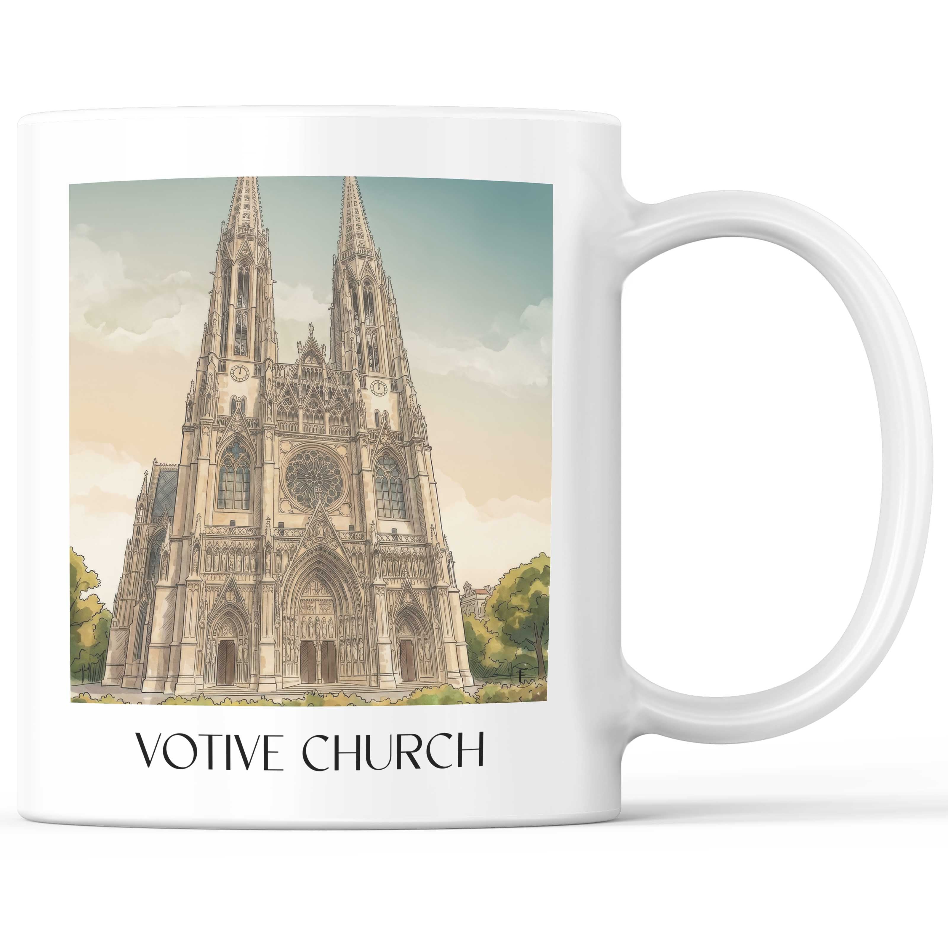 Votivkirche Kaffeebecher - Wien - Österreich Becher - Kaffeetasse im Aquarell Stil - favplace