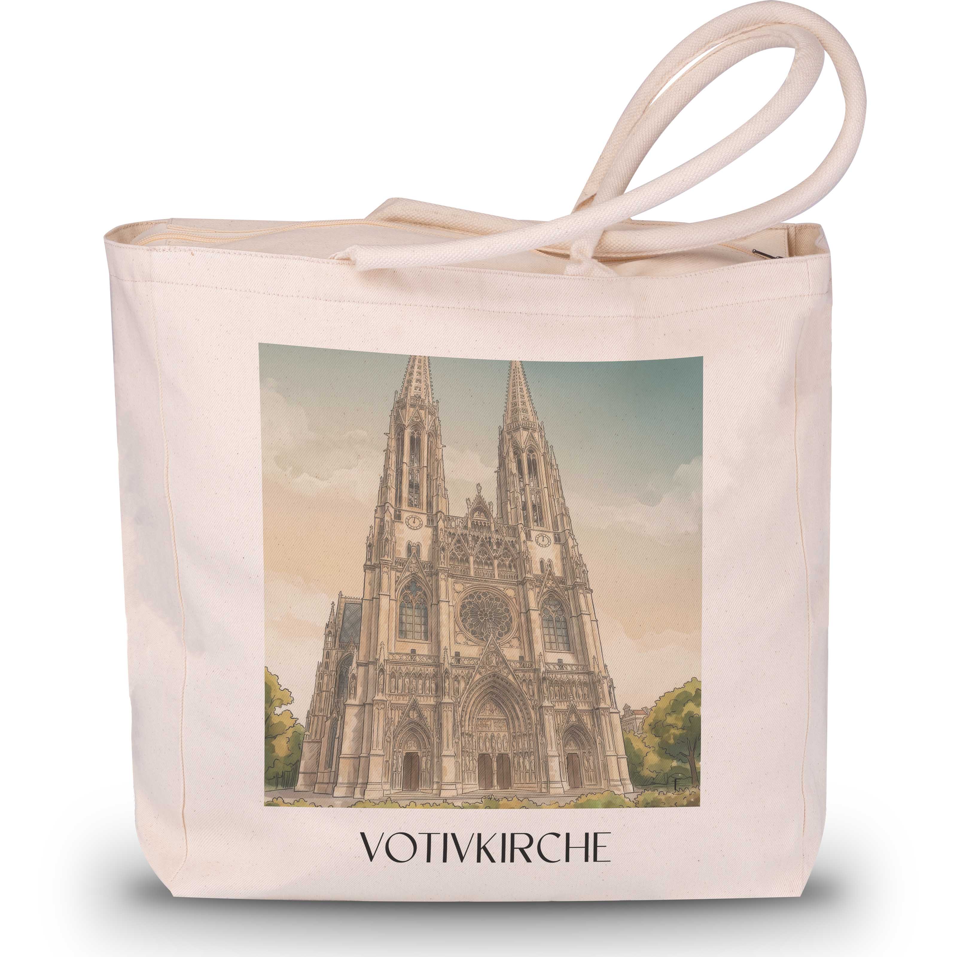 votivkirche-wien-österreich-einkaufstasche-aquarell