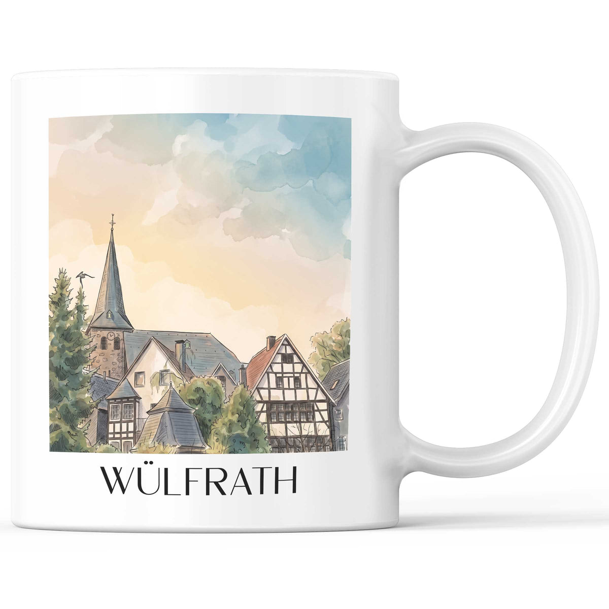 Wülfrath Kaffeebecher - Niederbergisches Land - Deutschland Becher - Kaffeetasse im Aquarell Stil - favplace