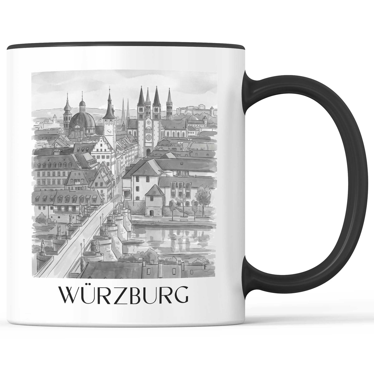 würzburg-franken-deutschland-kaffeebecher-aquarell-schwarz-weiss