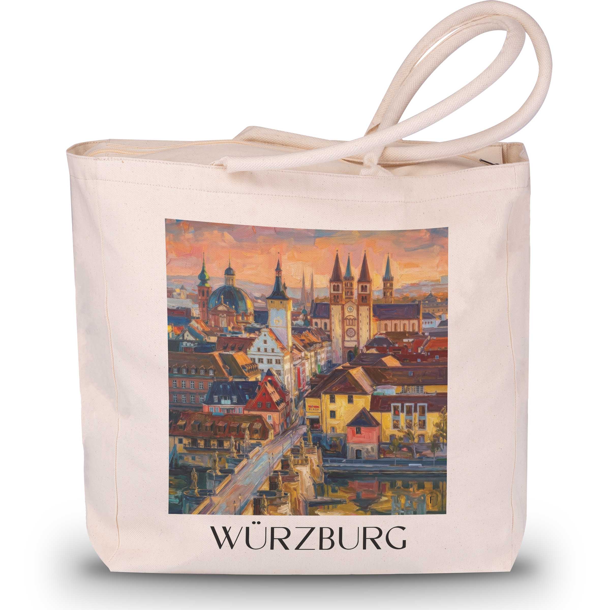Würzburg Shopping Tasche - Franken - Deutschland Tote Bag - Einkaufstasche im Ölgemälde Stil - favplace
