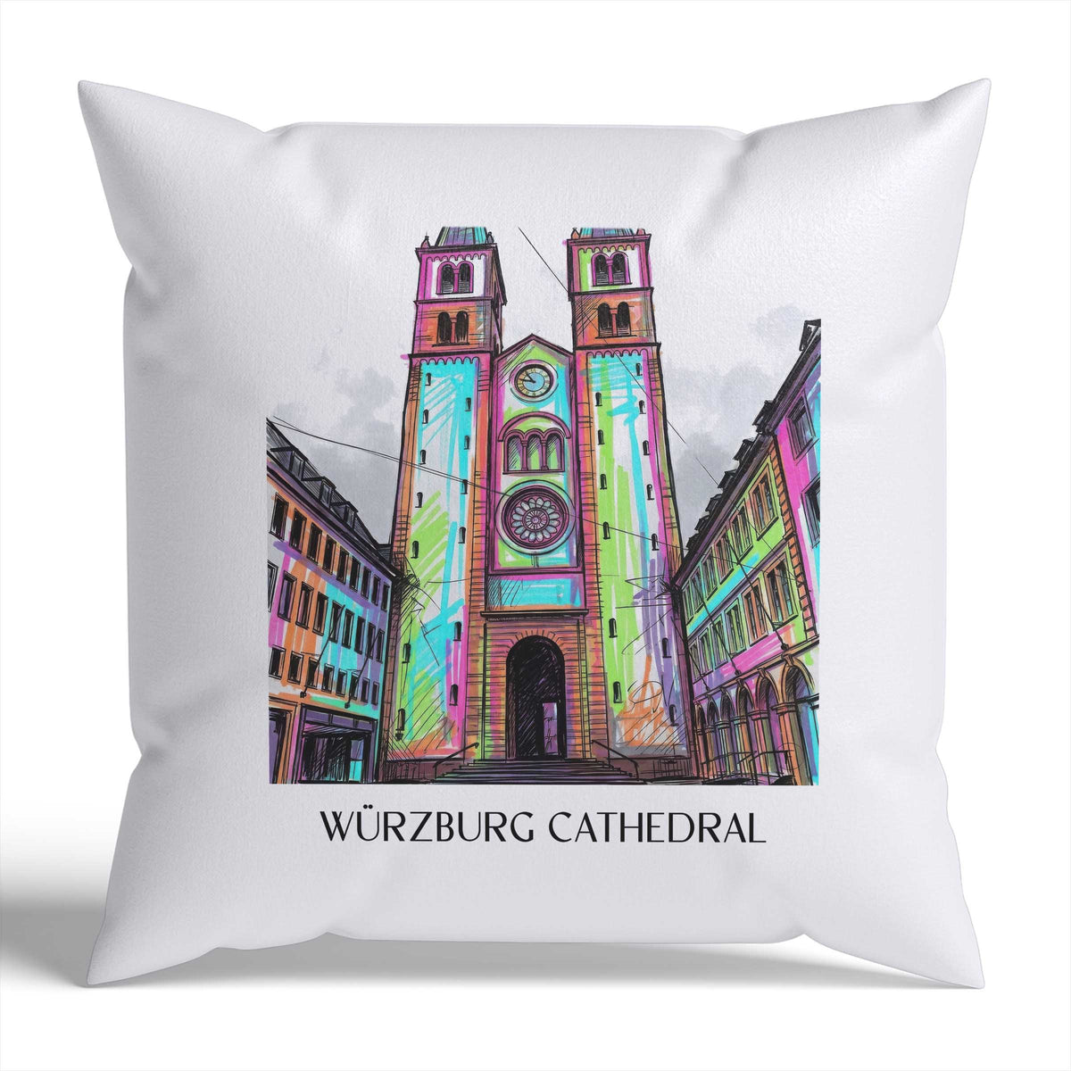 Würzburger Dom Kissenhülle - Zierkissen Bezug - Franken - Deutschland Kissen bzw. Kissenbezug im Tag Graffiti Stil - favplace