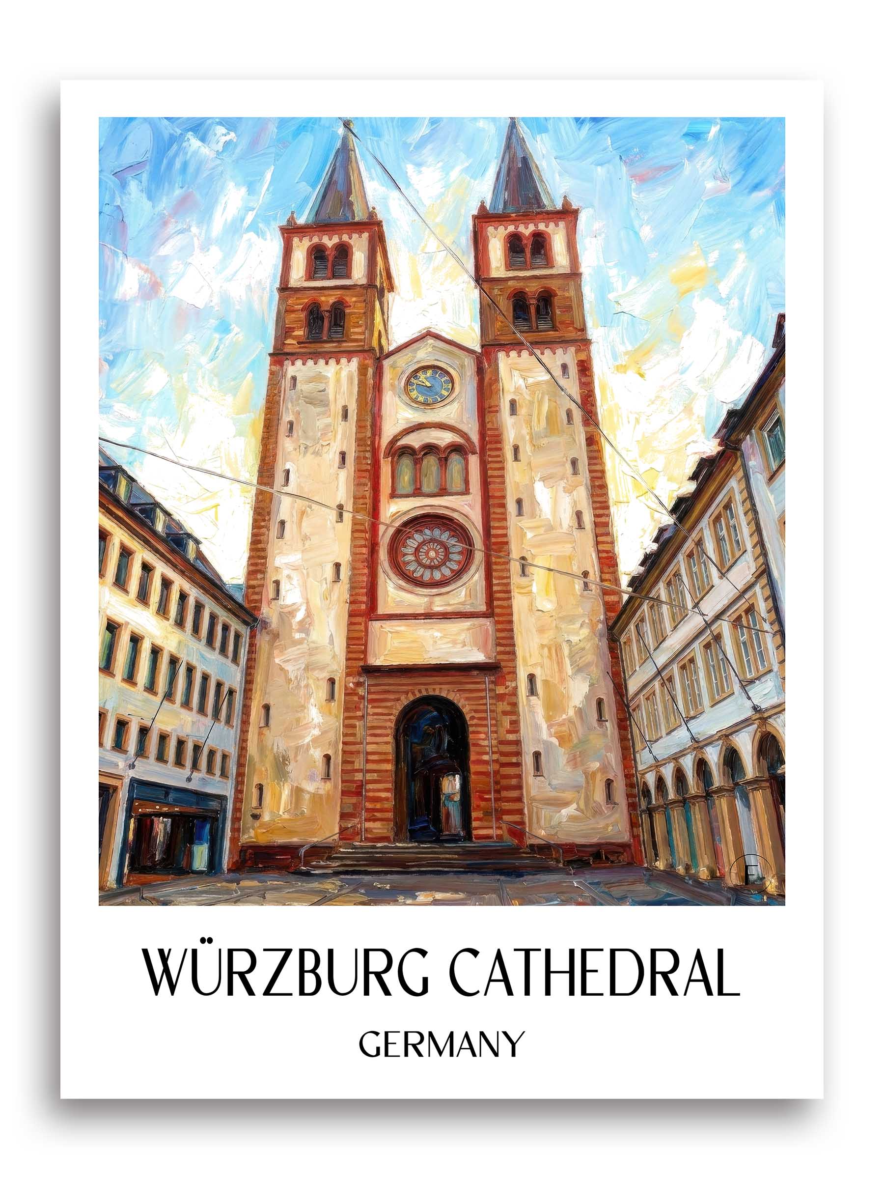 Würzburger Dom Poster - Franken - Deutschland Kunstdruck - Ölgemälde von A4 bis A1 - favplace