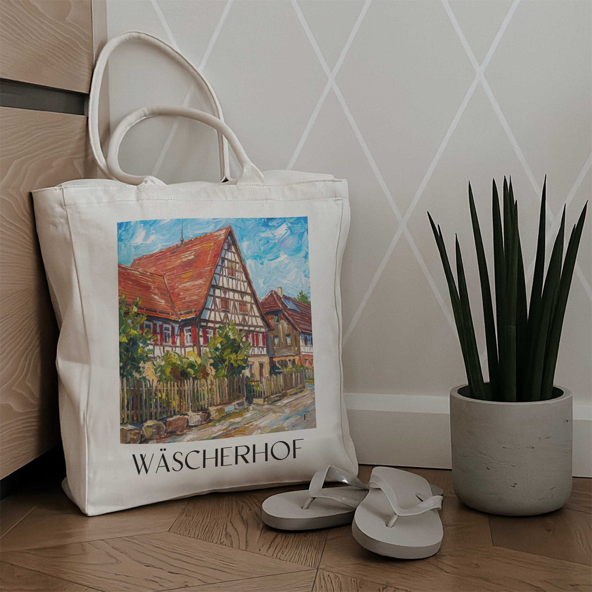 wäscherhof-schwäbische-alb-deutschland-einkaufstasche-oil-painting-oelgemaelde