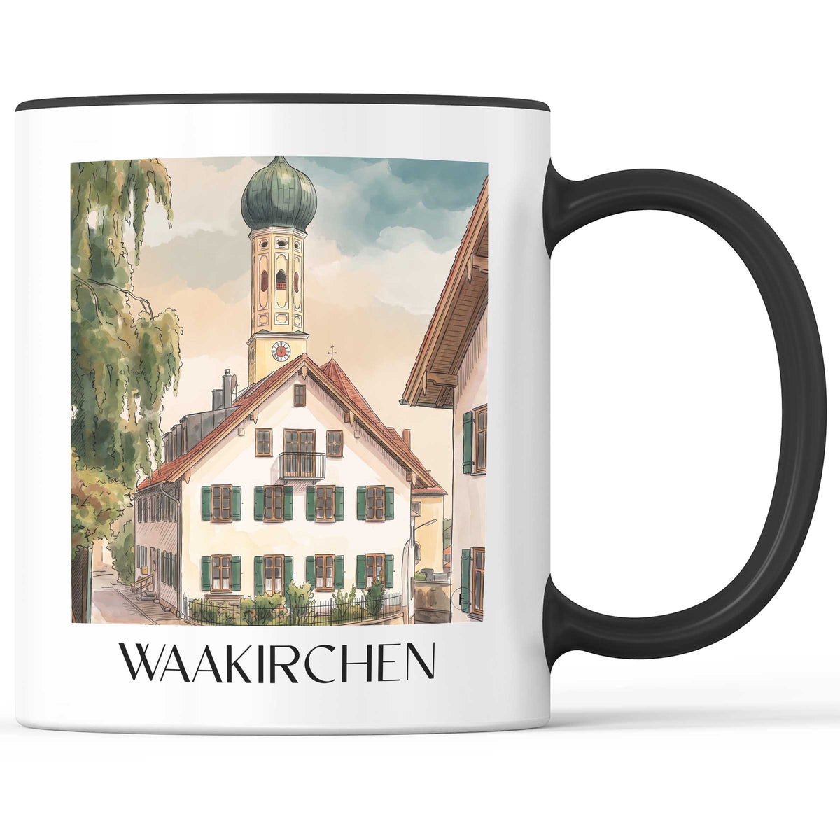 Waakirchen Kaffeebecher - Tölzer Land - Deutschland Becher - Kaffeetasse im Aquarell Stil - favplace