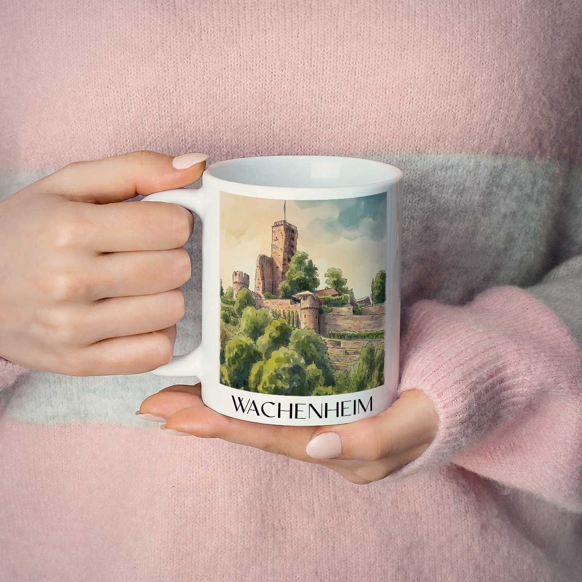 wachenheim-pfälzer-weinstraße-deutschland-kaffeebecher-aquarell